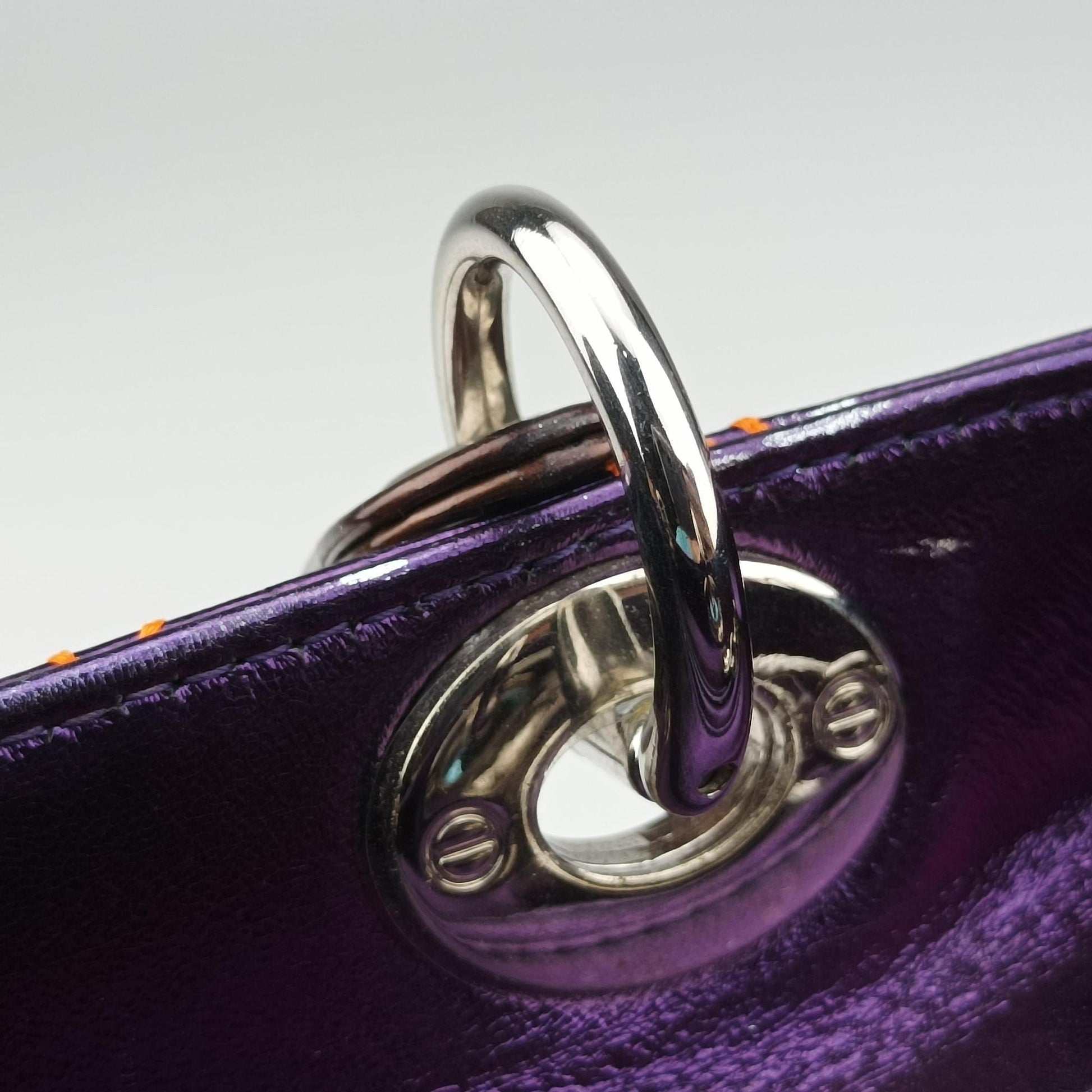Lady Dior purple×orange Leather 15-BO-1111レディディオール パープル×オレンジ レザー 15-BO-1111