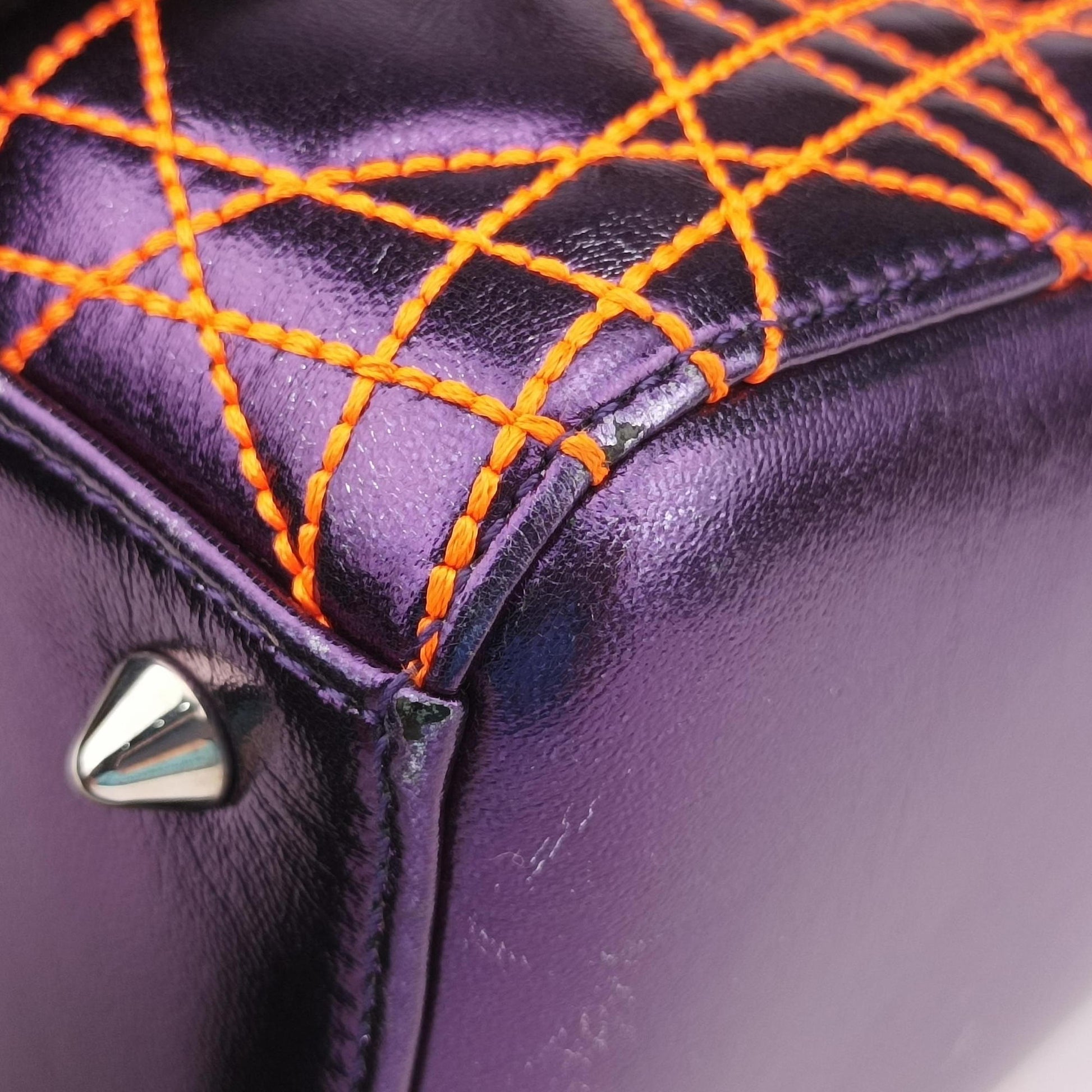Lady Dior purple×orange Leather 15-BO-1111レディディオール パープル×オレンジ レザー 15-BO-1111