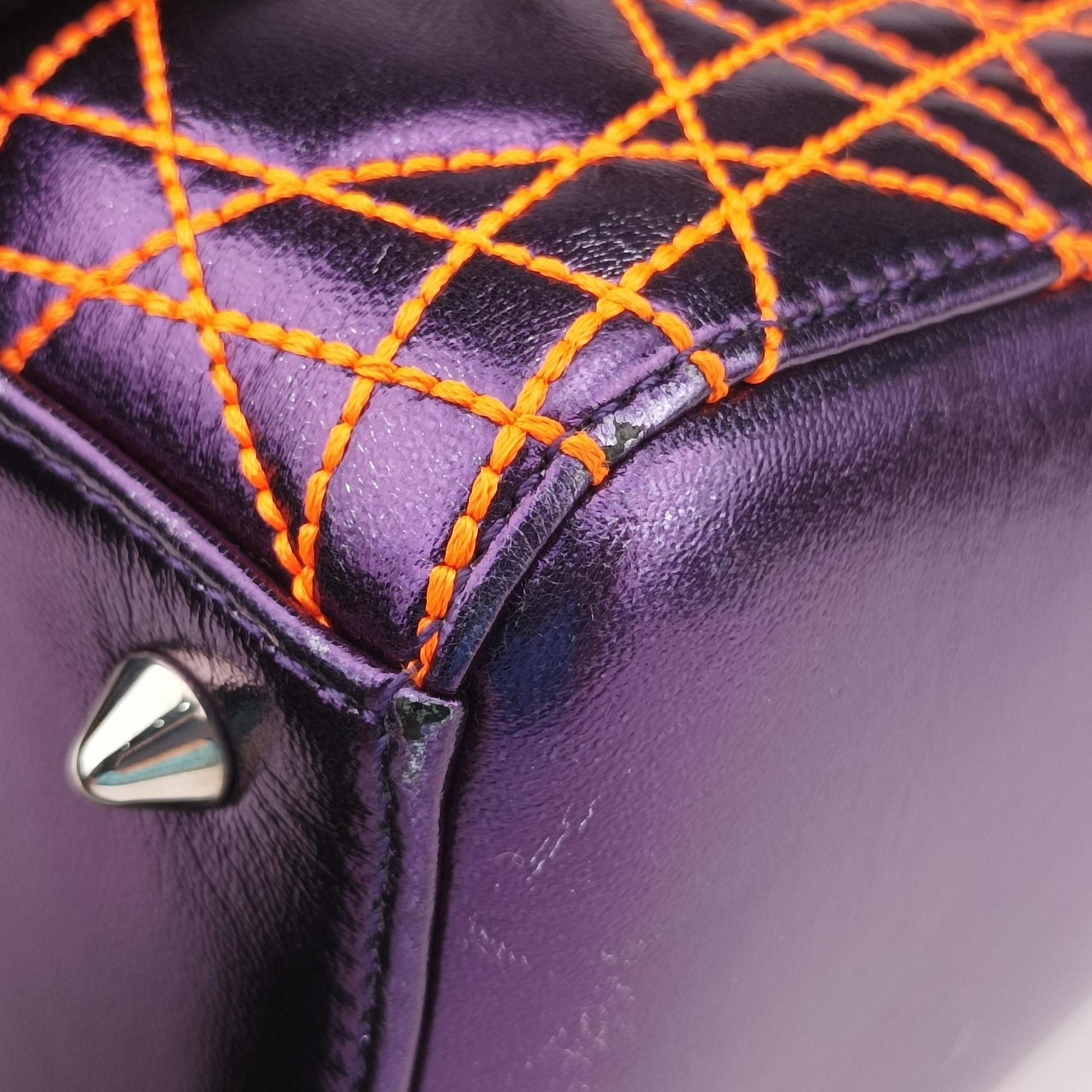 Lady Dior purple×orange Leather 15-BO-1111レディディオール パープル×オレンジ レザー 15-BO-1111