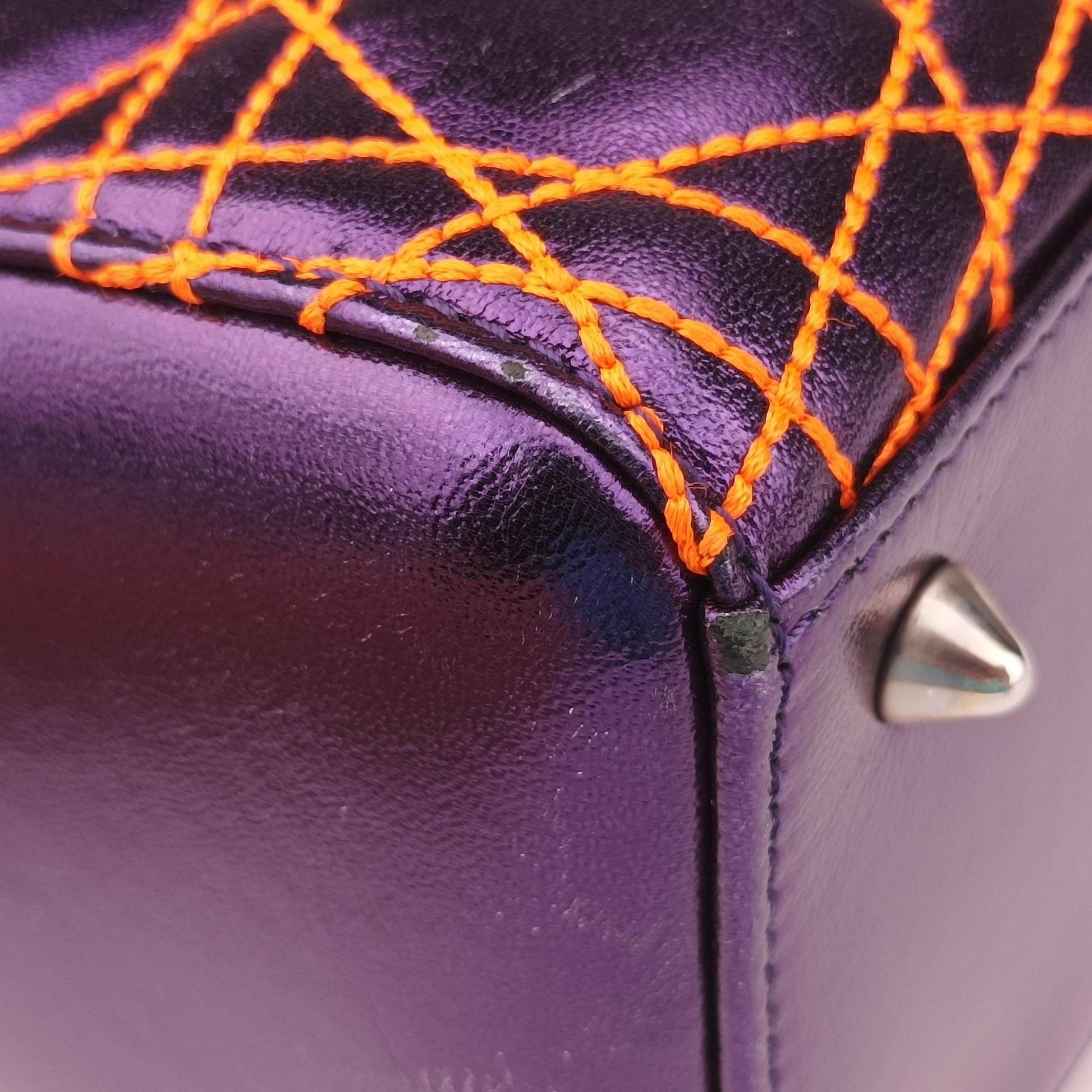 Lady Dior purple×orange Leather 15-BO-1111レディディオール パープル×オレンジ レザー 15-BO-1111