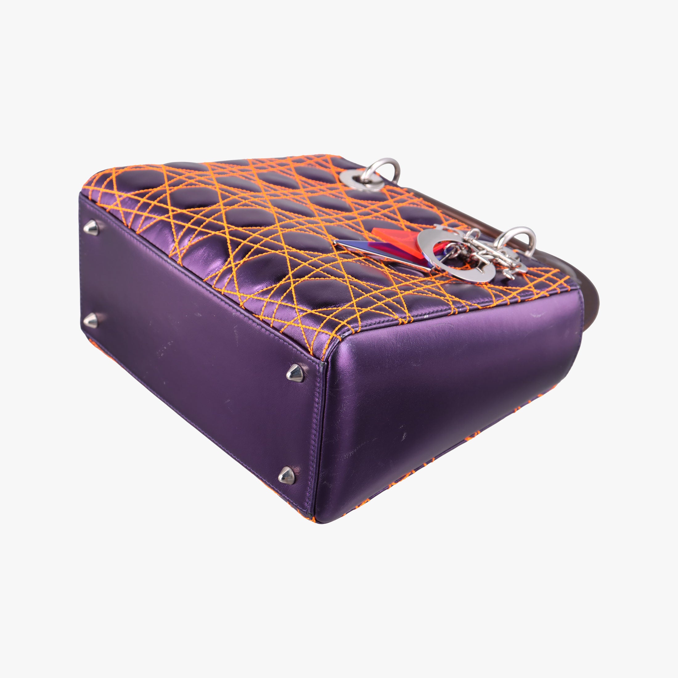 Lady Dior purple×orange Leather 15-BO-1111レディディオール パープル×オレンジ レザー 15-BO-1111