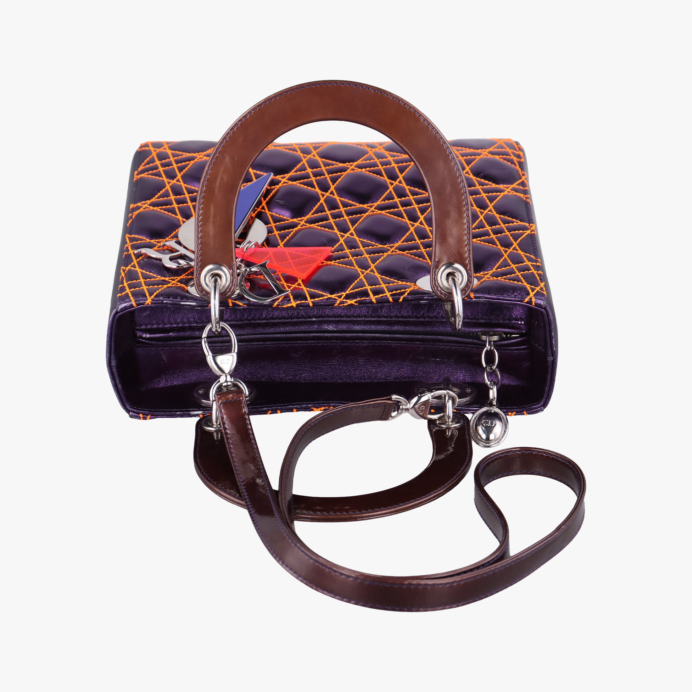 Lady Dior purple×orange Leather 15-BO-1111レディディオール パープル×オレンジ レザー 15-BO-1111
