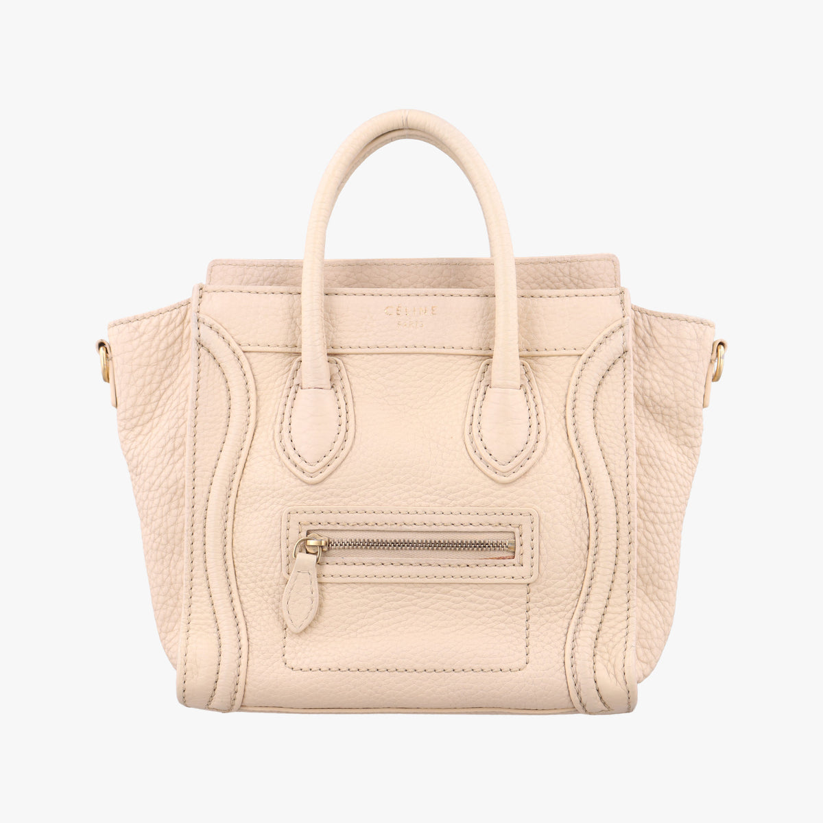Pre-owned Celine luggage nano shopper Beige Leather  handbag | stylenewstar