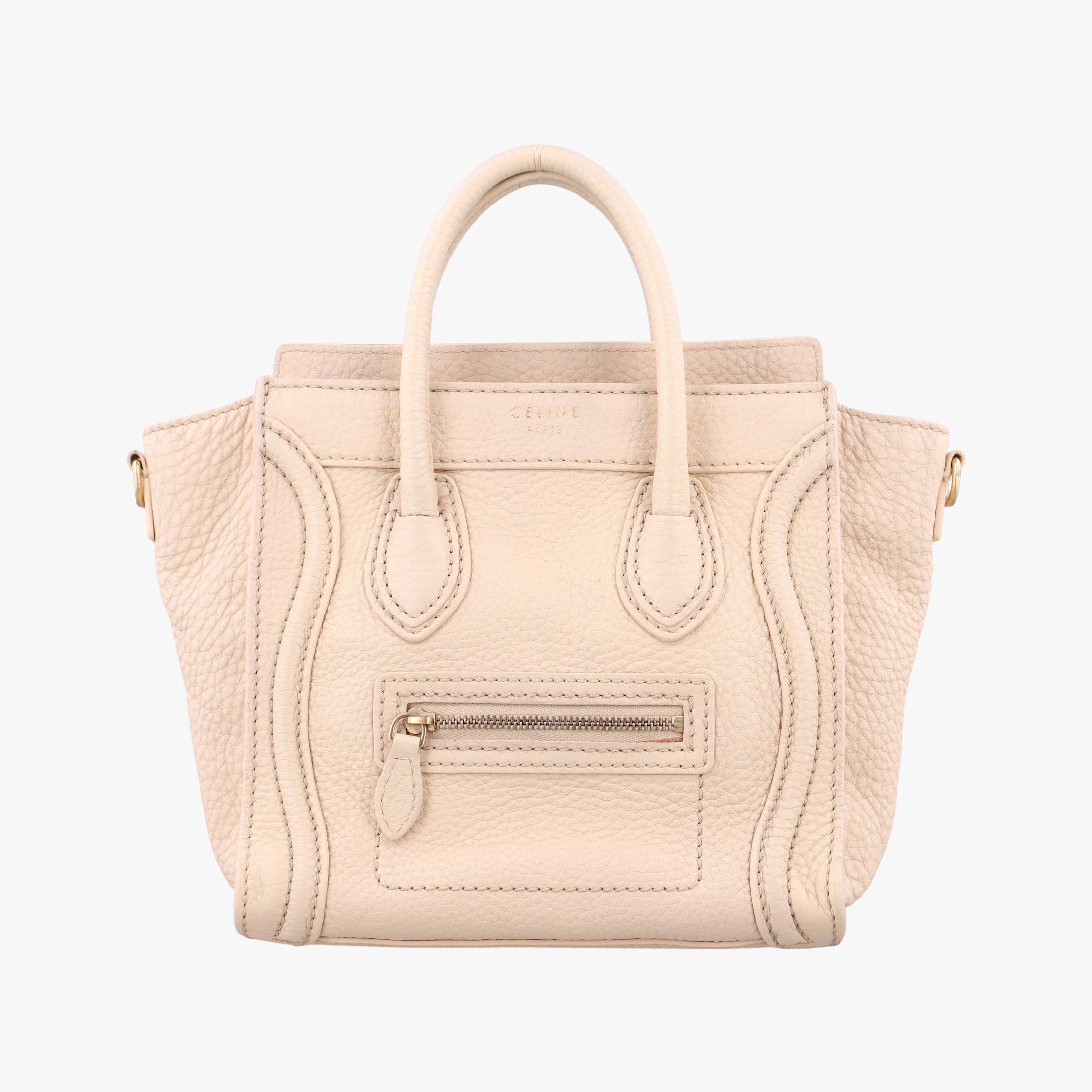 Pre-owned Celine luggage nano shopper Beige Leather  handbag | stylenewstar