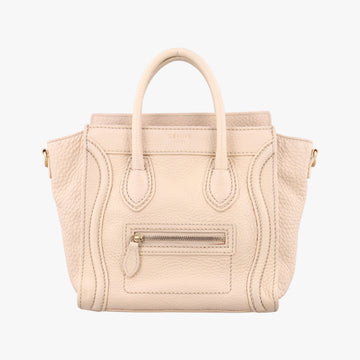 Pre-owned Celine luggage nano shopper Beige Leather  handbag | stylenewstar