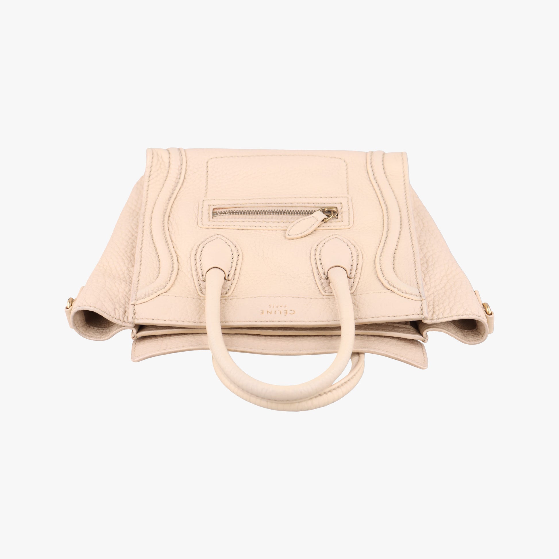 Pre-owned Celine luggage nano shopper Beige Leather  handbag | stylenewstar