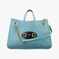 Pre-owned Gucci HORSEBIT 1955 Blue Leather × Straw 621144 shoulderbag | stylenewstar