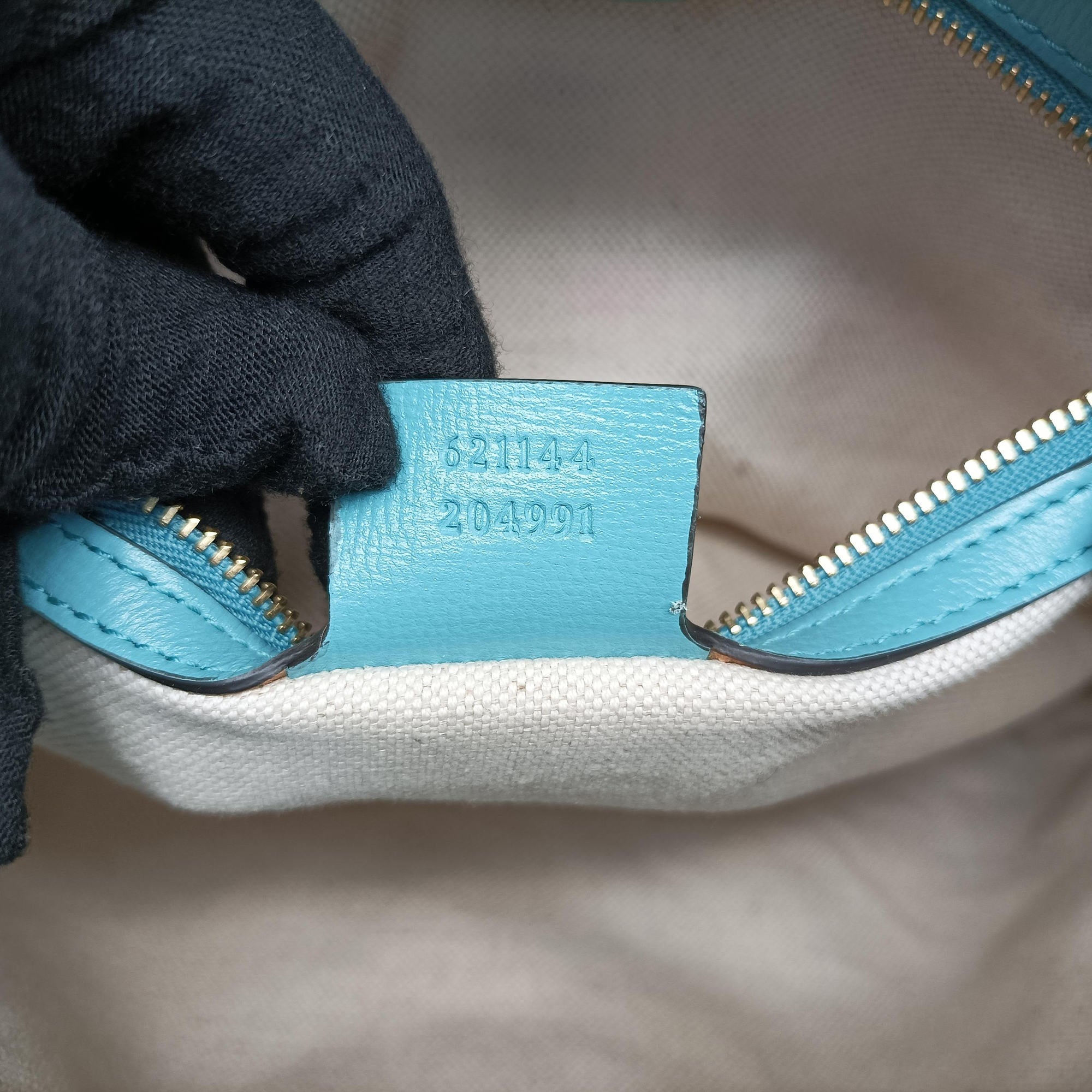 Pre-owned Gucci HORSEBIT 1955 Blue Leather × Straw 621144 shoulderbag | stylenewstar