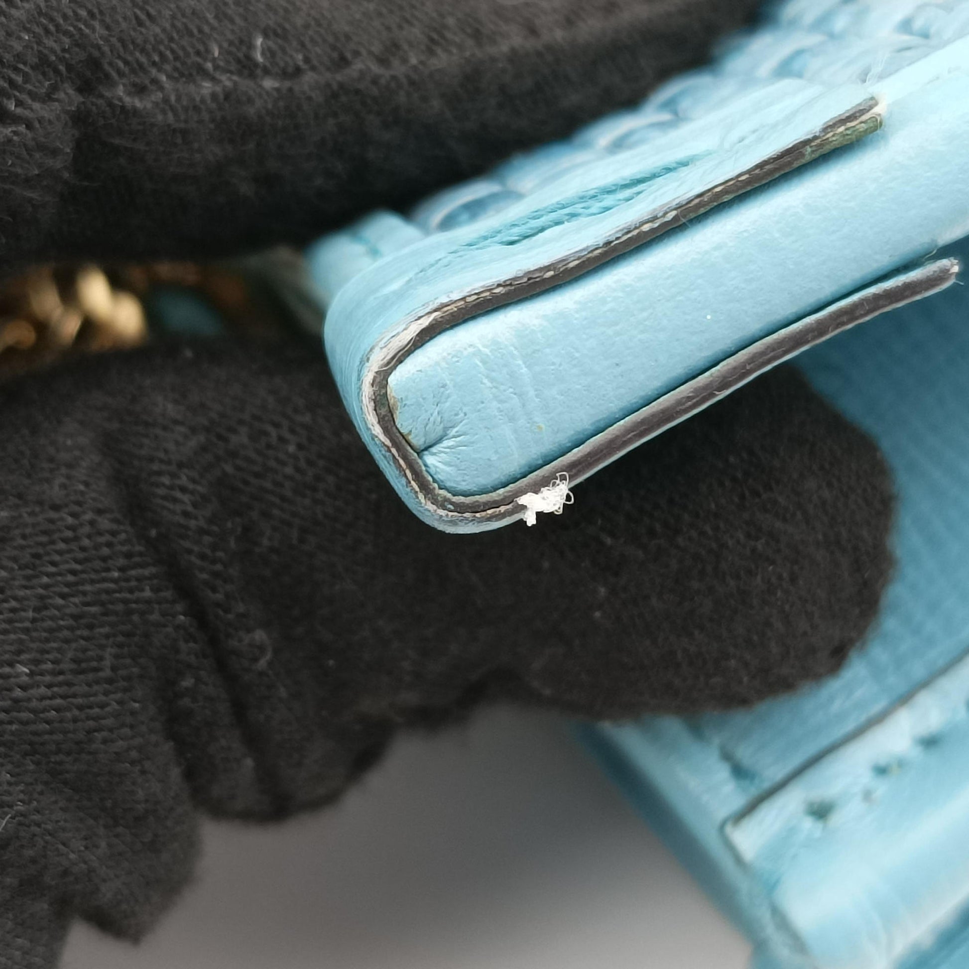 Pre-owned Gucci HORSEBIT 1955 Blue Leather × Straw 621144 shoulderbag | stylenewstar
