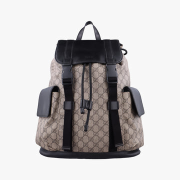 Pre-owned Gucci GG Supreme Beige x Black PVC coated canvas×Leather 450958 backpack/rucksack | stylenewstar