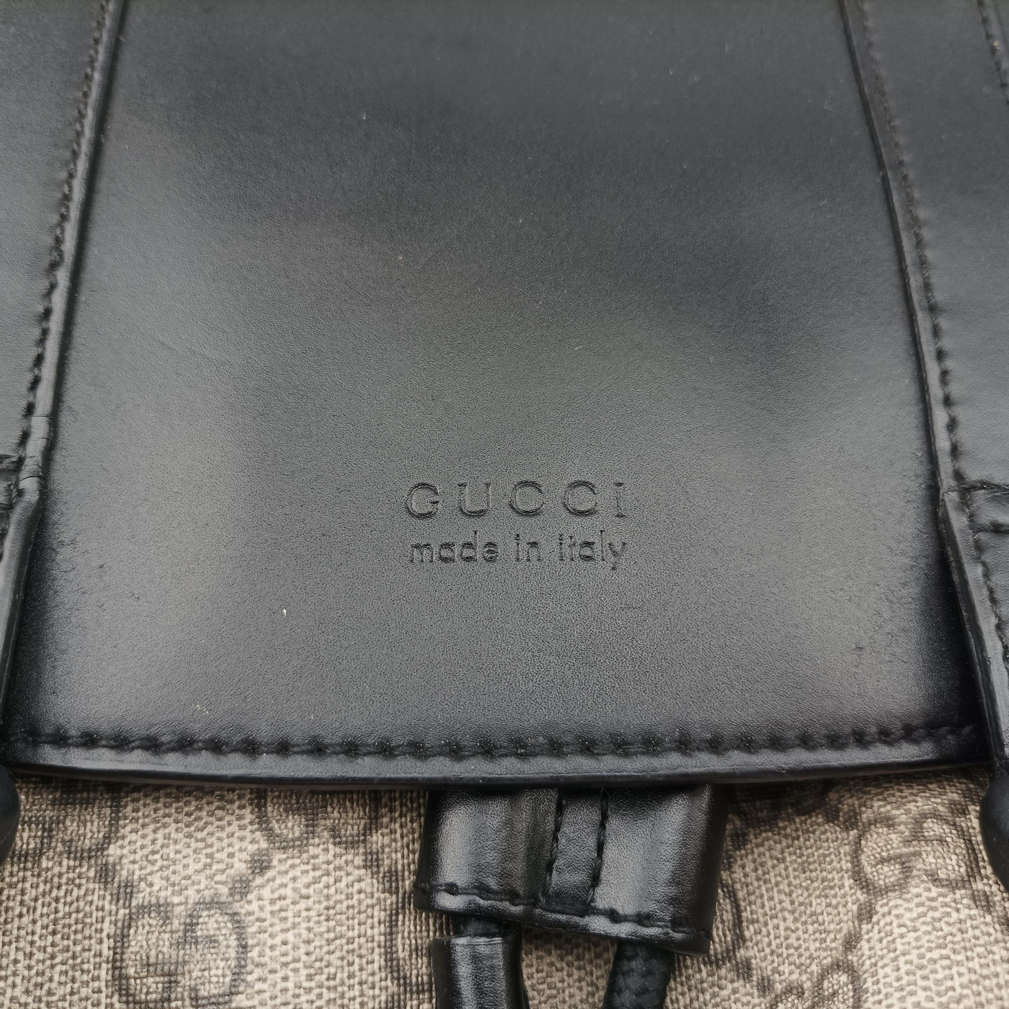 Pre-owned Gucci GG Supreme Beige x Black PVC coated canvas×Leather 450958 backpack/rucksack | stylenewstar