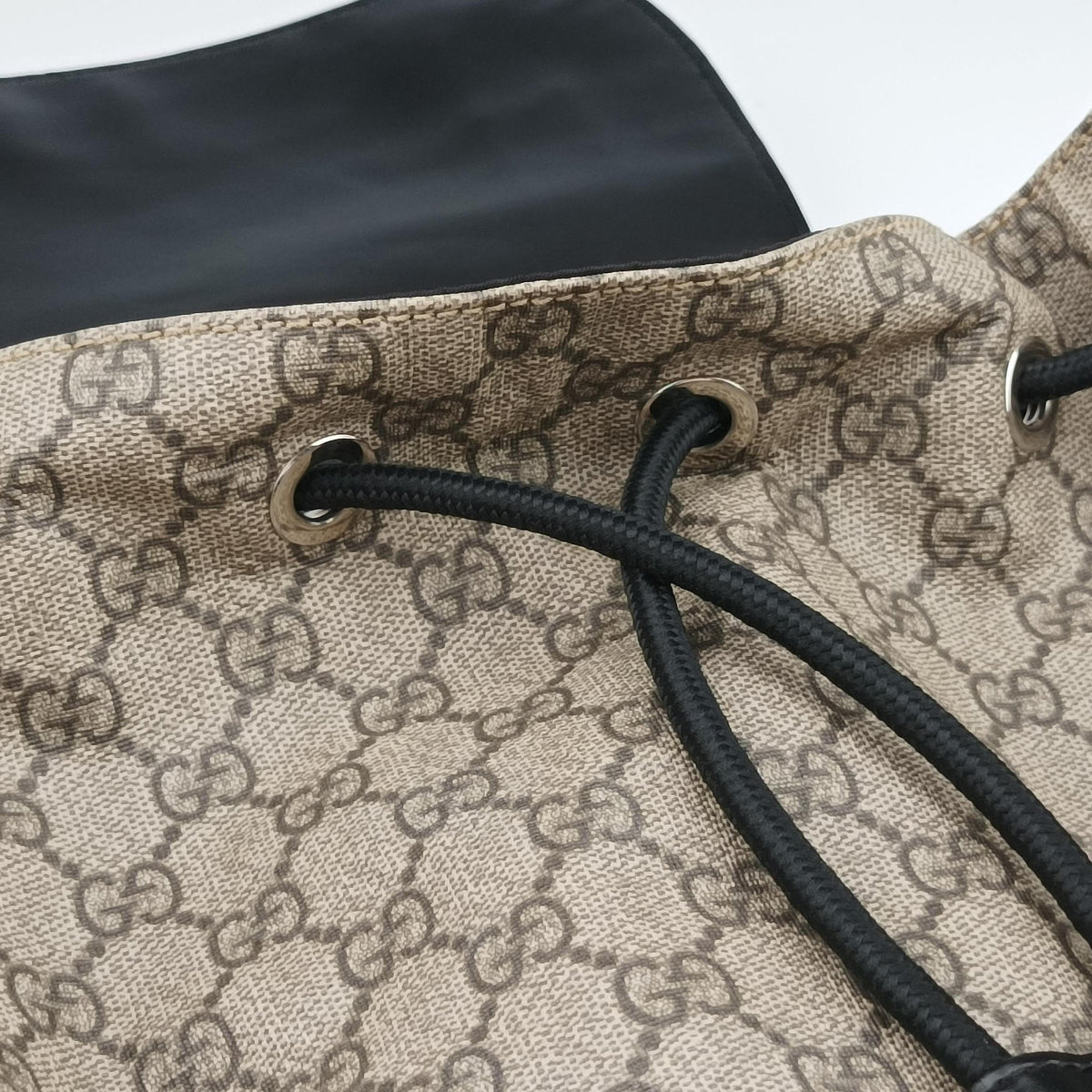 Pre-owned Gucci GG Supreme Beige x Black PVC coated canvas×Leather 450958 backpack/rucksack | stylenewstar