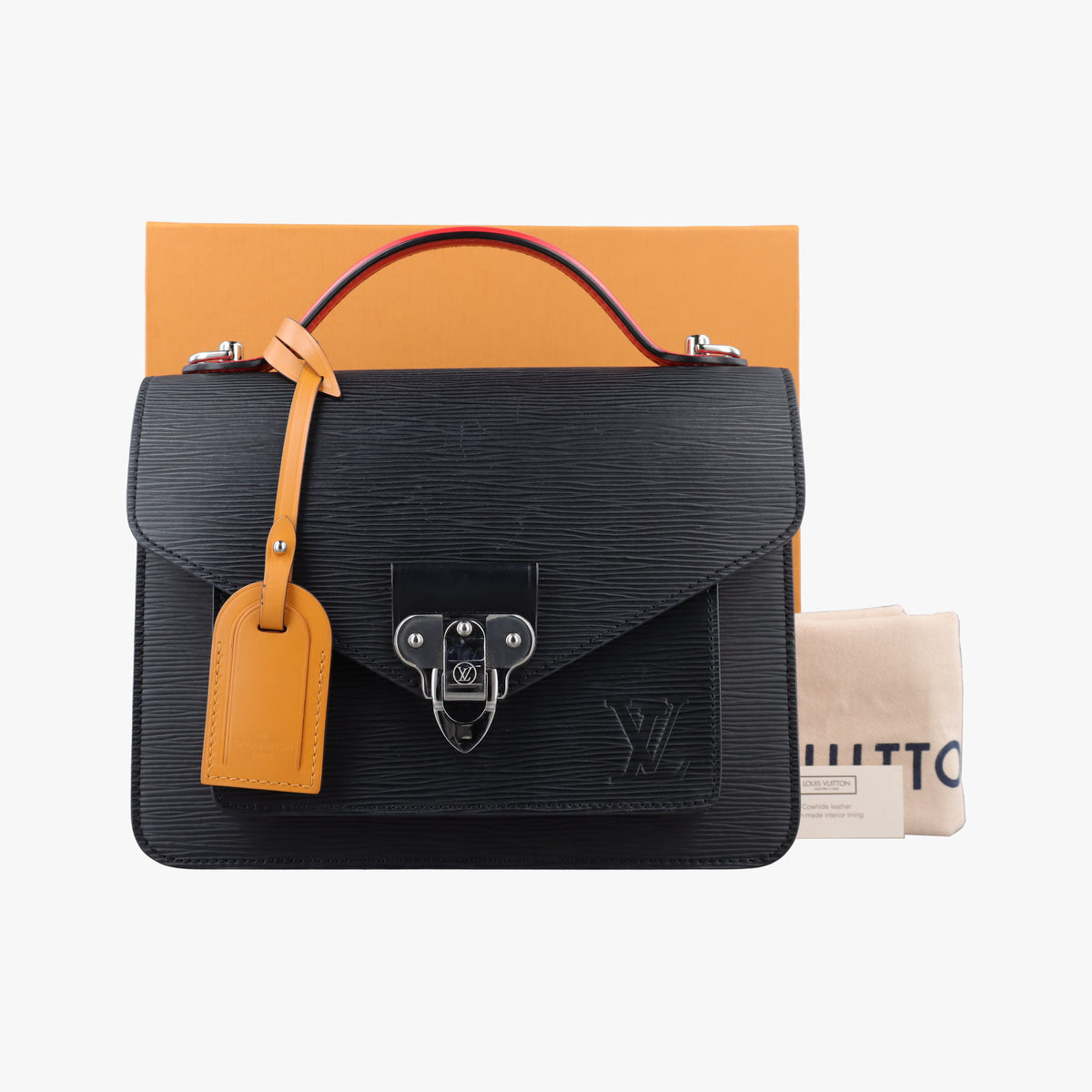 Vintage Louis Vuitton MONCEAU Red × Black Epi M55405 handbag | stylenewstar
