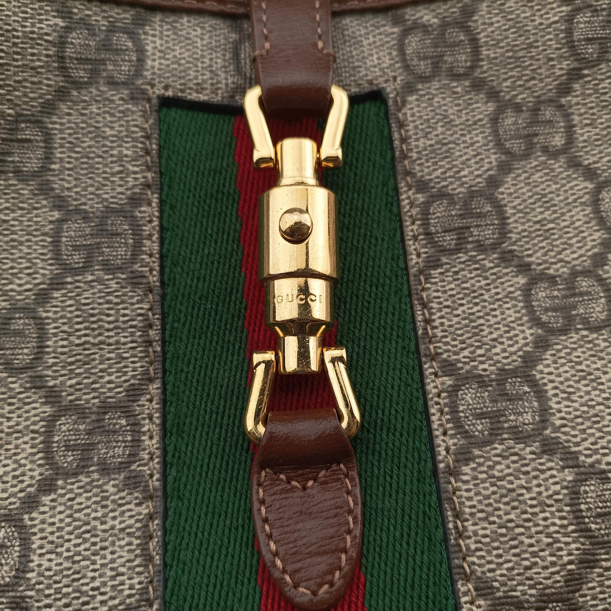 Jackie 1961 GG Supreme Brown PVC coated canvas×Leather 637092 G034082709ジャッキー 1961 GGスプリーム ブラウン PVCコーティングキャンバス×レザー 637092 G034082709