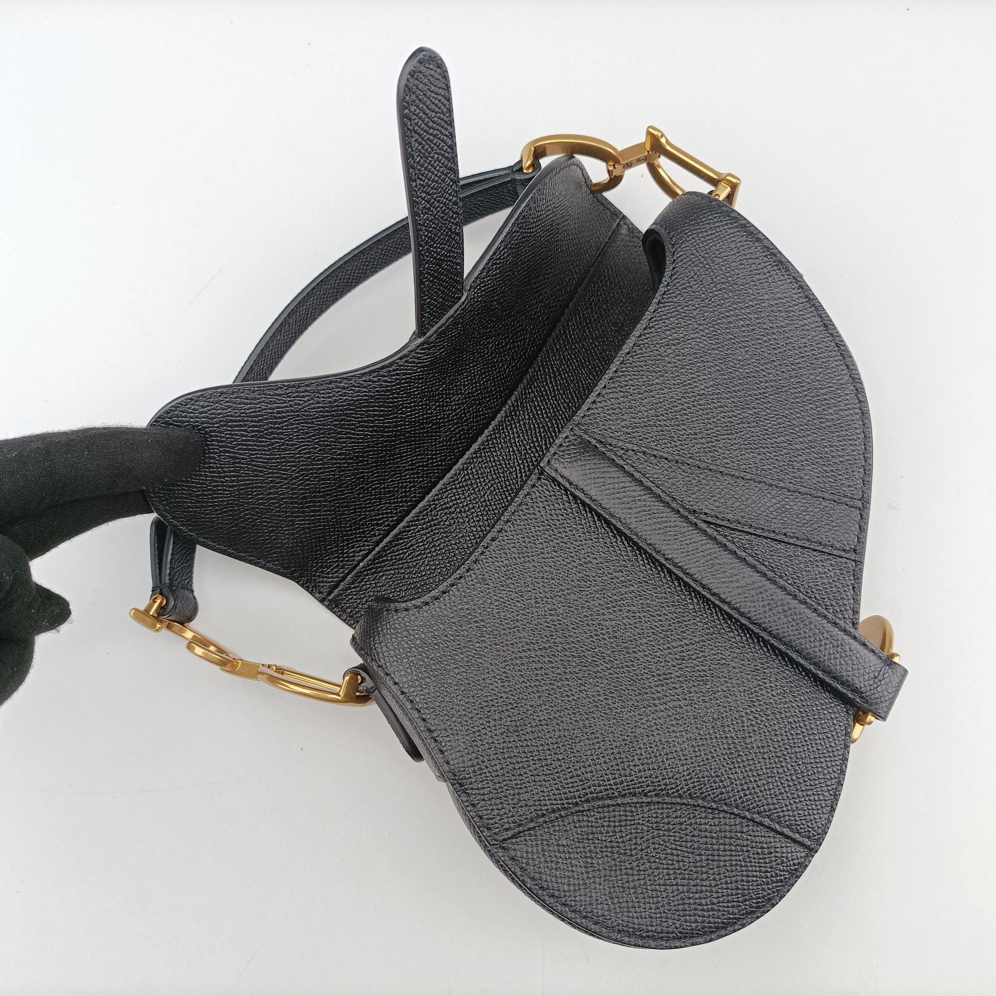 Vintage Christian Dior saddle Black leather  shoulderbag | stylenewstar