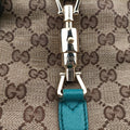 Pre-owned Gucci Jackie khaki×blue canvas×leather 141576 shoulderbag | stylenewstar