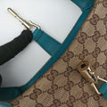 Pre-owned Gucci Jackie khaki×blue canvas×leather 141576 shoulderbag | stylenewstar