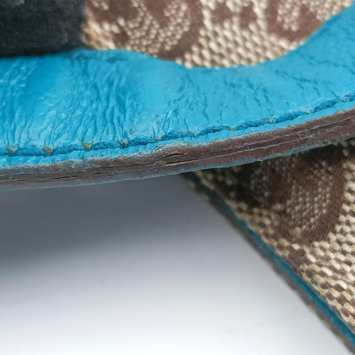 Pre-owned Gucci Jackie khaki×blue canvas×leather 141576 shoulderbag | stylenewstar