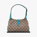 Pre-owned Gucci Jackie khaki×blue canvas×leather 141576 shoulderbag | stylenewstar
