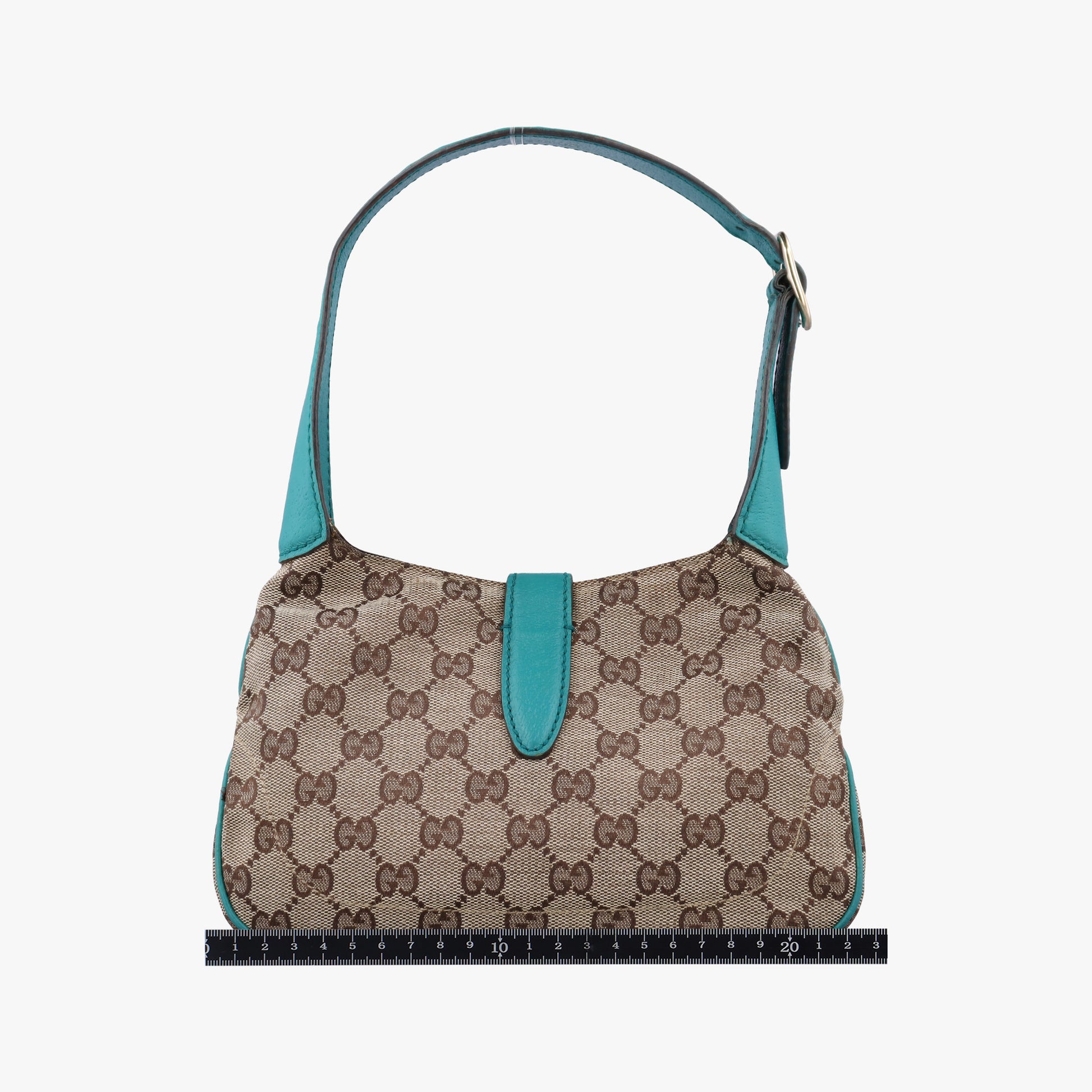 Pre-owned Gucci Jackie khaki×blue canvas×leather 141576 shoulderbag | stylenewstar
