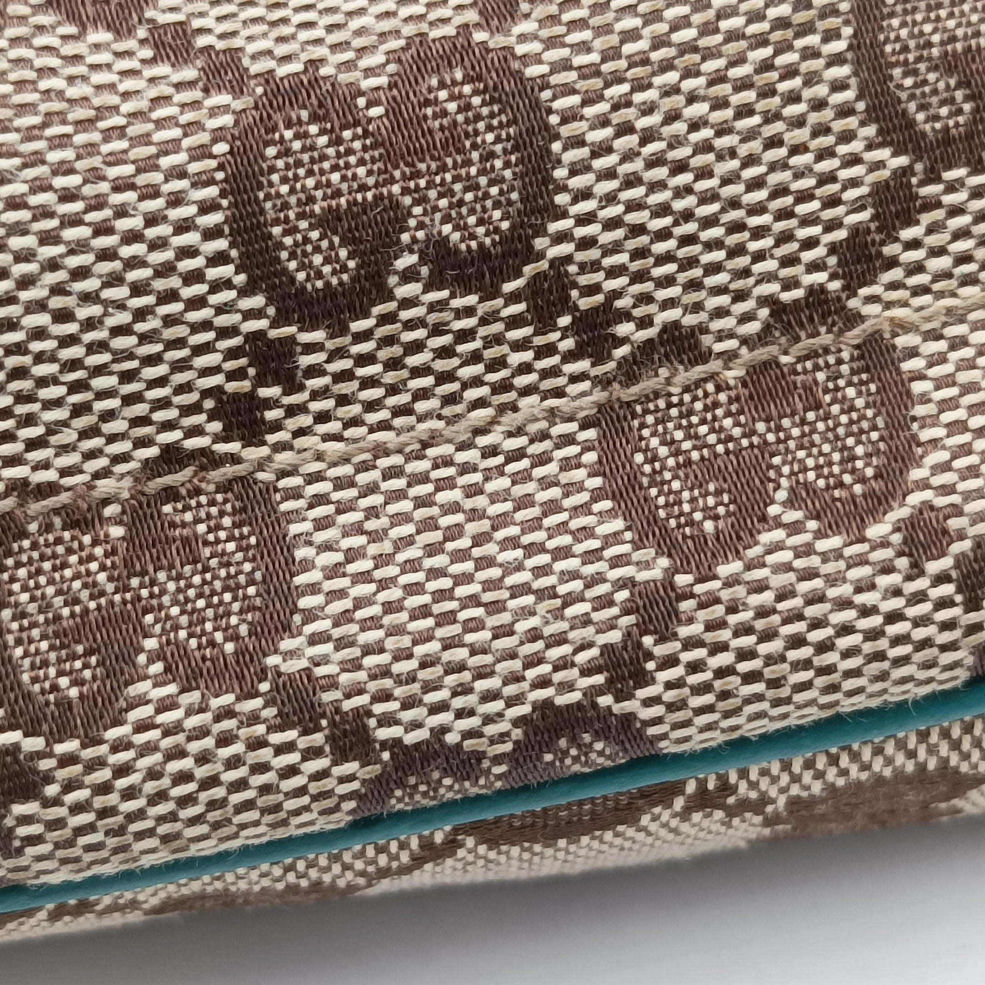 Pre-owned Gucci Jackie khaki×blue canvas×leather 141576 shoulderbag | stylenewstar