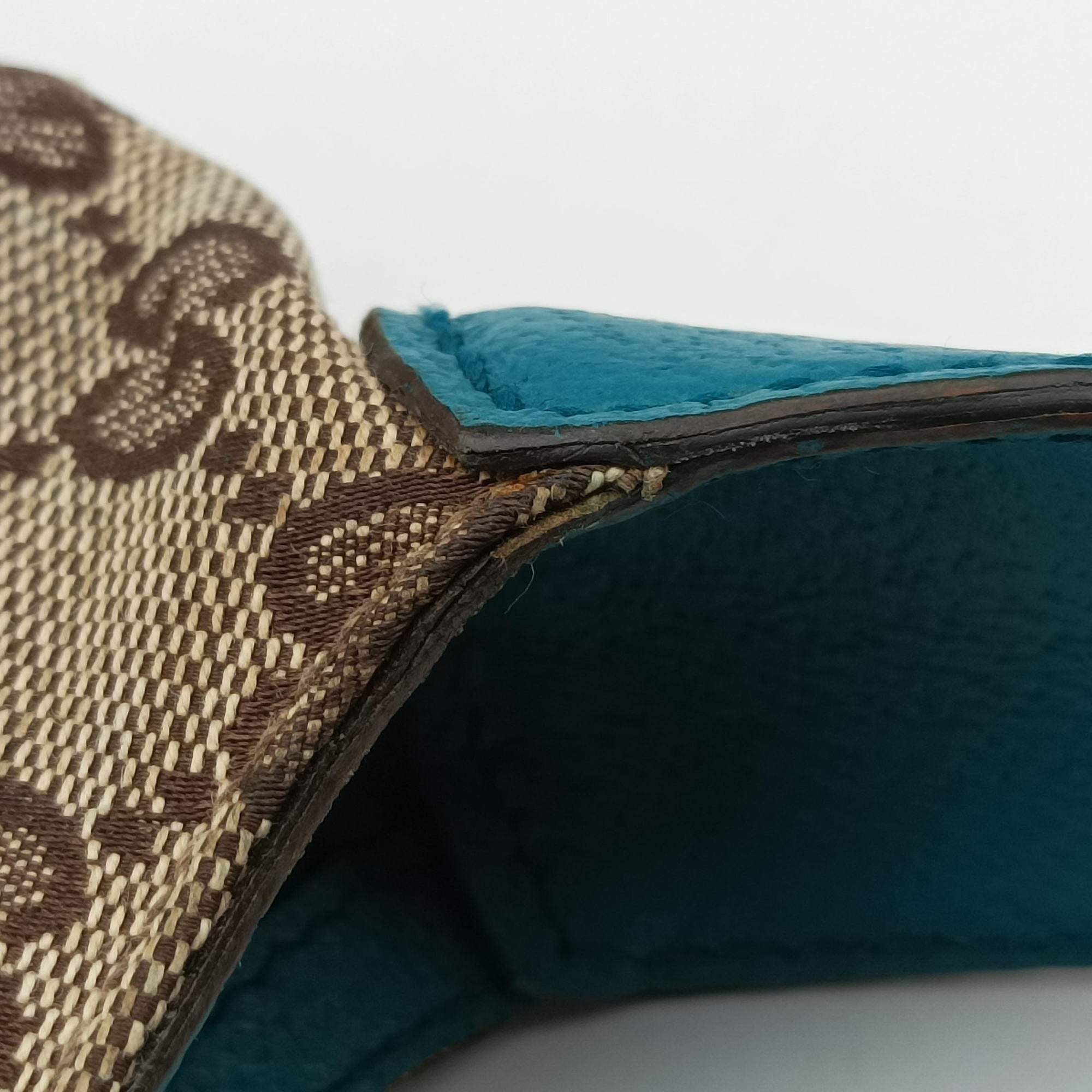 Pre-owned Gucci Jackie khaki×blue canvas×leather 141576 shoulderbag | stylenewstar
