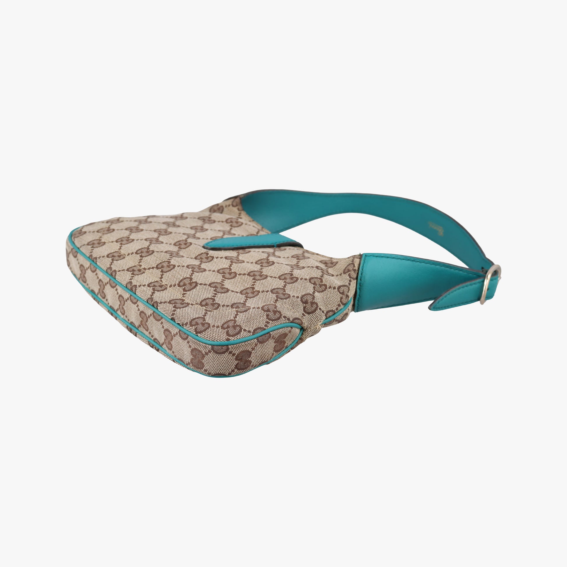 Pre-owned Gucci Jackie khaki×blue canvas×leather 141576 shoulderbag | stylenewstar