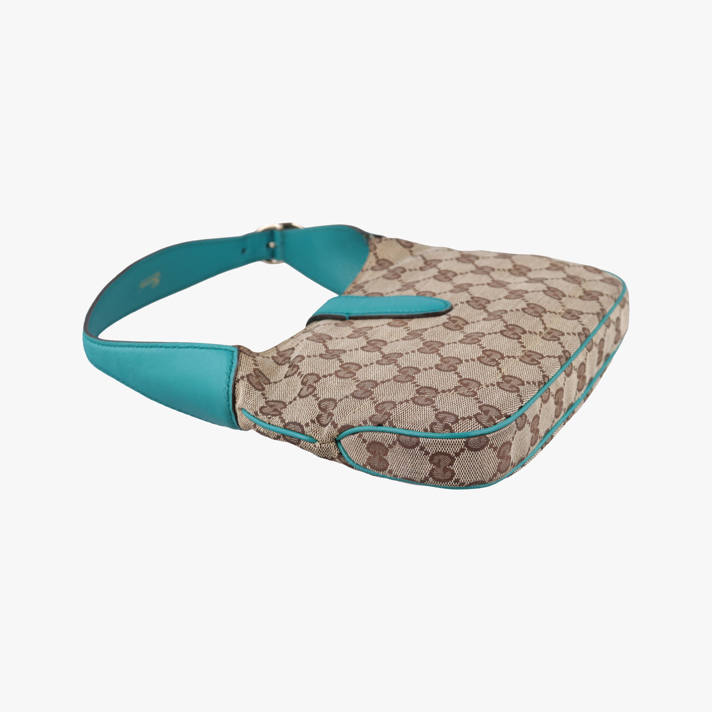 Pre-owned Gucci Jackie khaki×blue canvas×leather 141576 shoulderbag | stylenewstar