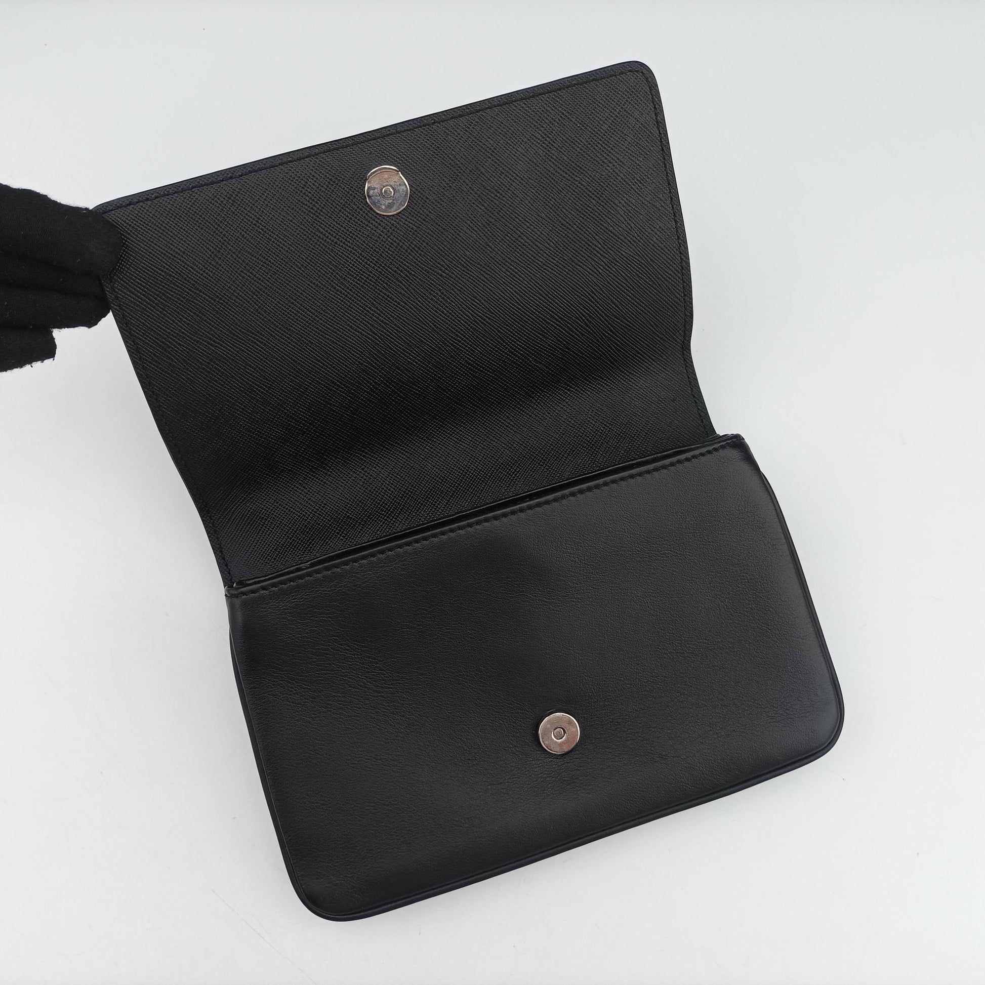 Pre-owned Prada Pattina City chain Black SAFFIANO Leather 1BD009 shoulderbag | stylenewstar