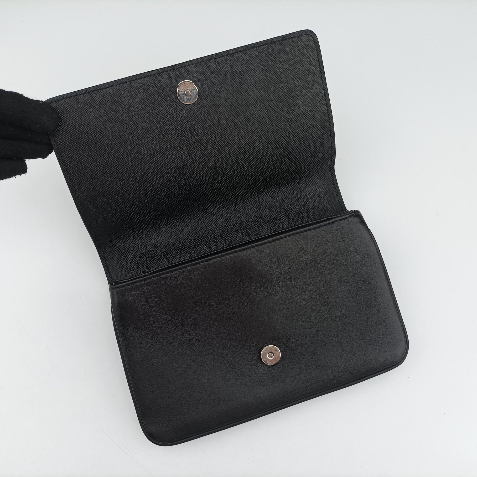 Pre-owned Prada Pattina City chain Black SAFFIANO Leather 1BD009 shoulderbag | stylenewstar