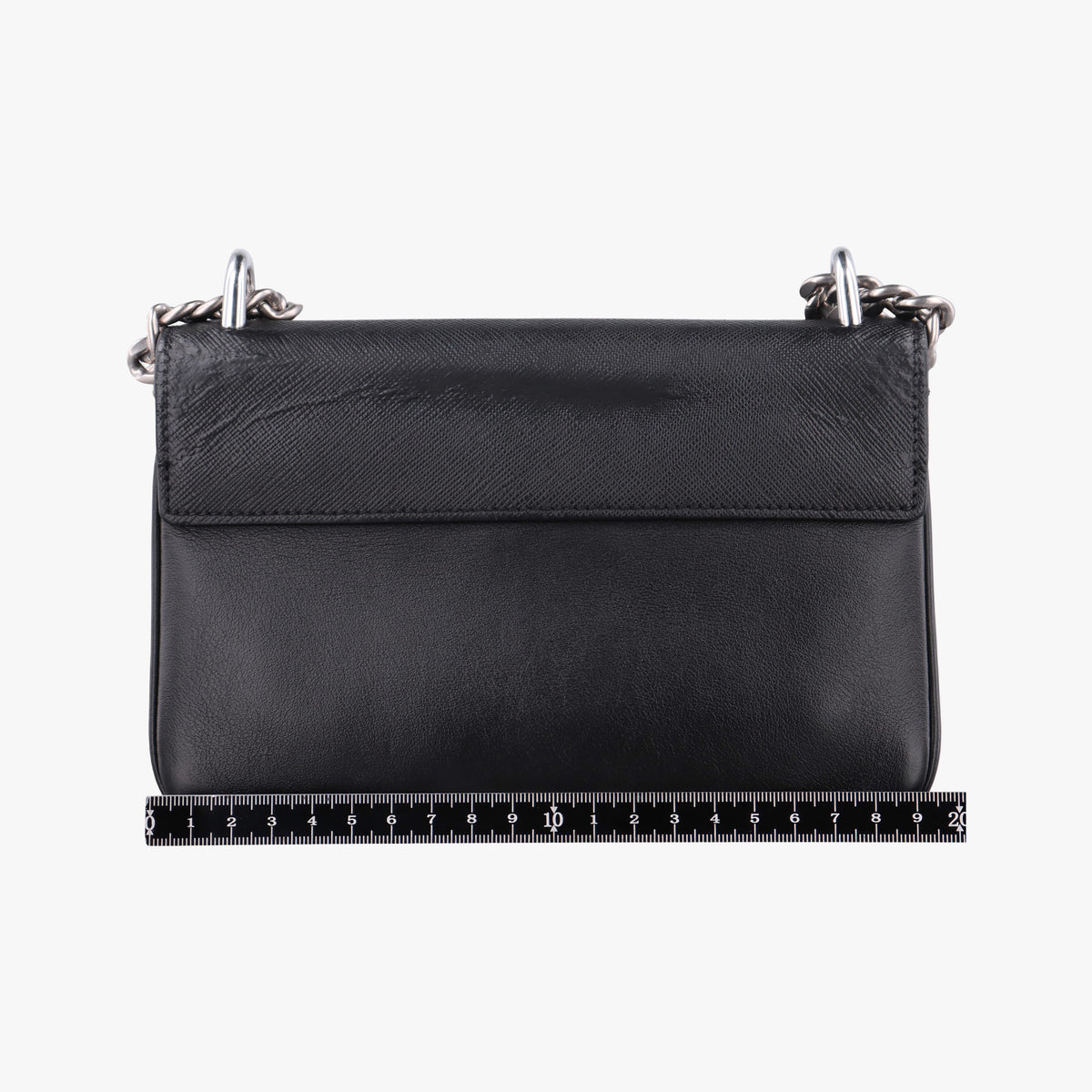 Pre-owned Prada Pattina City chain Black SAFFIANO Leather 1BD009 shoulderbag | stylenewstar