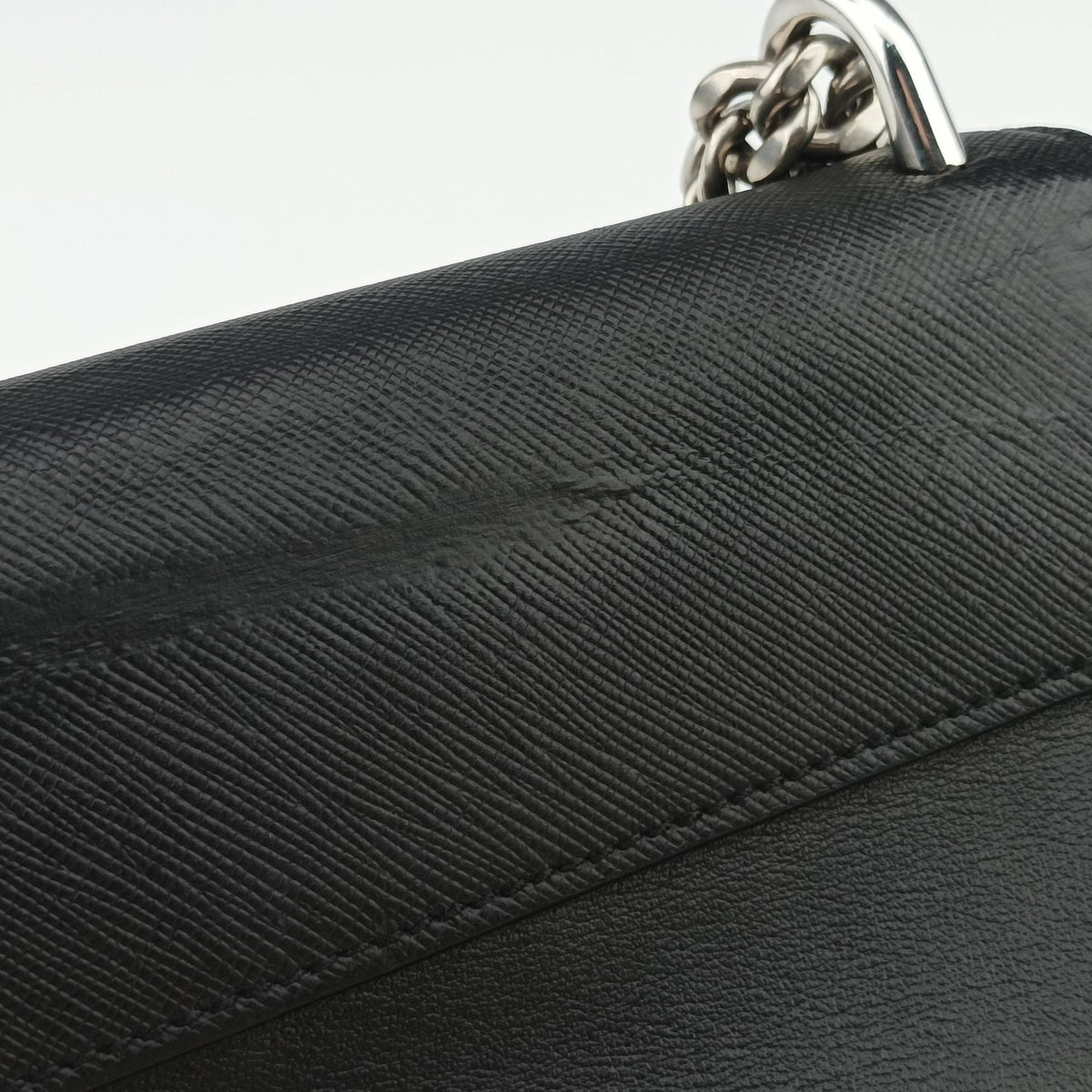 Pre-owned Prada Pattina City chain Black SAFFIANO Leather 1BD009 shoulderbag | stylenewstar