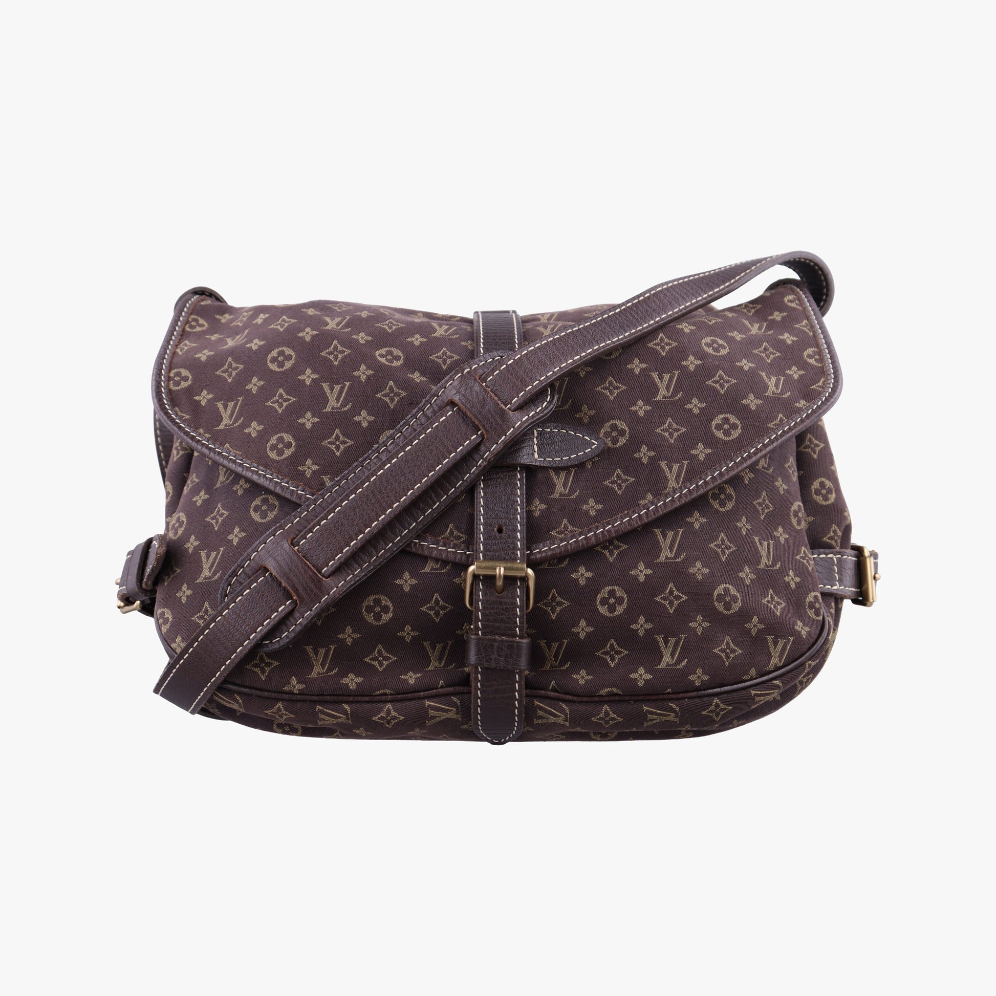 Monogram Mini Lin Saumur 30 Ebene Cotton × Linen × Leather M95227 MB0096モノグラム・ミニ・ラン ソミュール30 エベヌ コットン×リネン × レザー M95227 MB0096