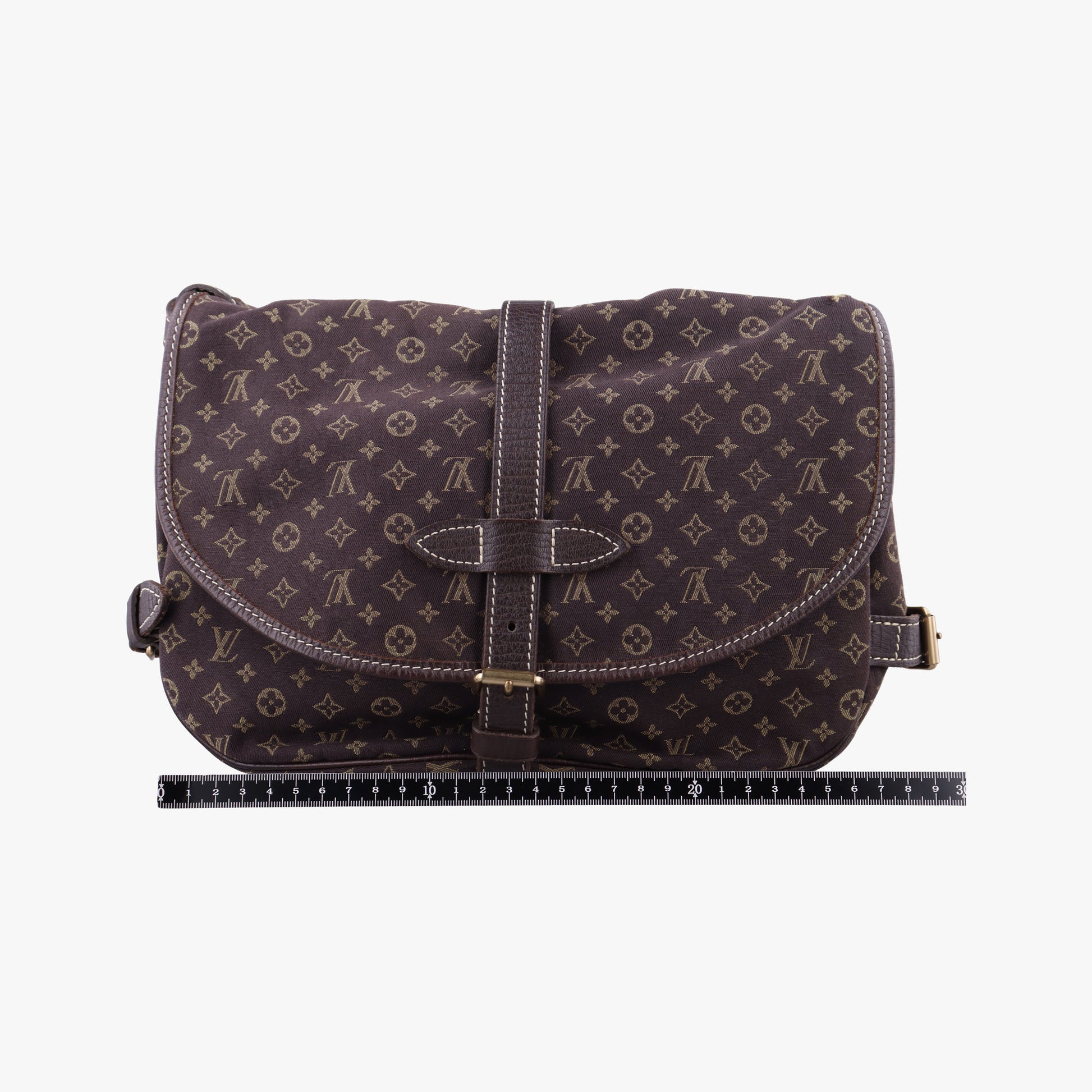 Monogram Mini Lin Saumur 30 Ebene Cotton × Linen × Leather M95227 MB0096モノグラム・ミニ・ラン ソミュール30 エベヌ コットン×リネン × レザー M95227 MB0096