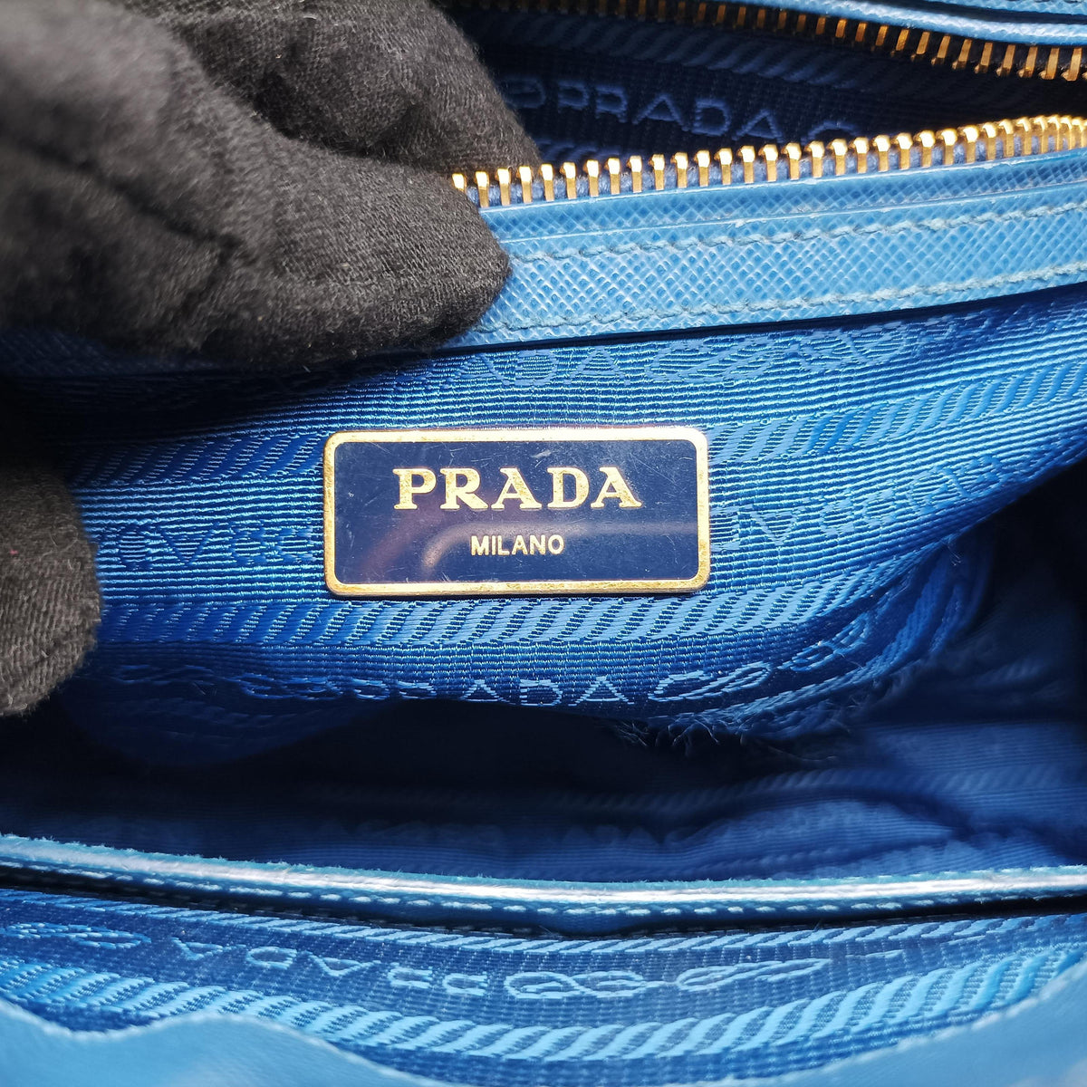Pre-owned Prada Galleria Blue SAFFIANO Leather BN1801 shoulderbag | stylenewstar