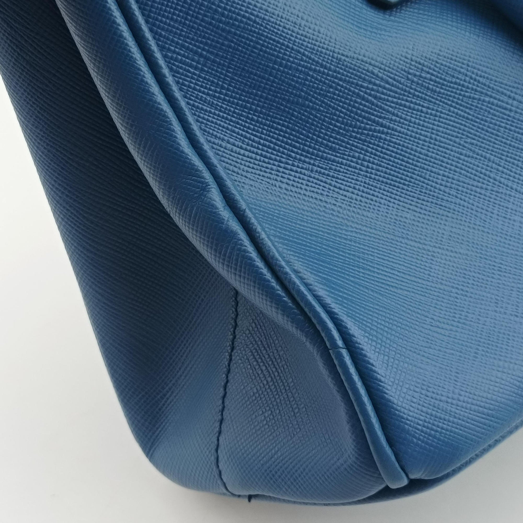 Pre-owned Prada Galleria Blue SAFFIANO Leather BN1801 shoulderbag | stylenewstar