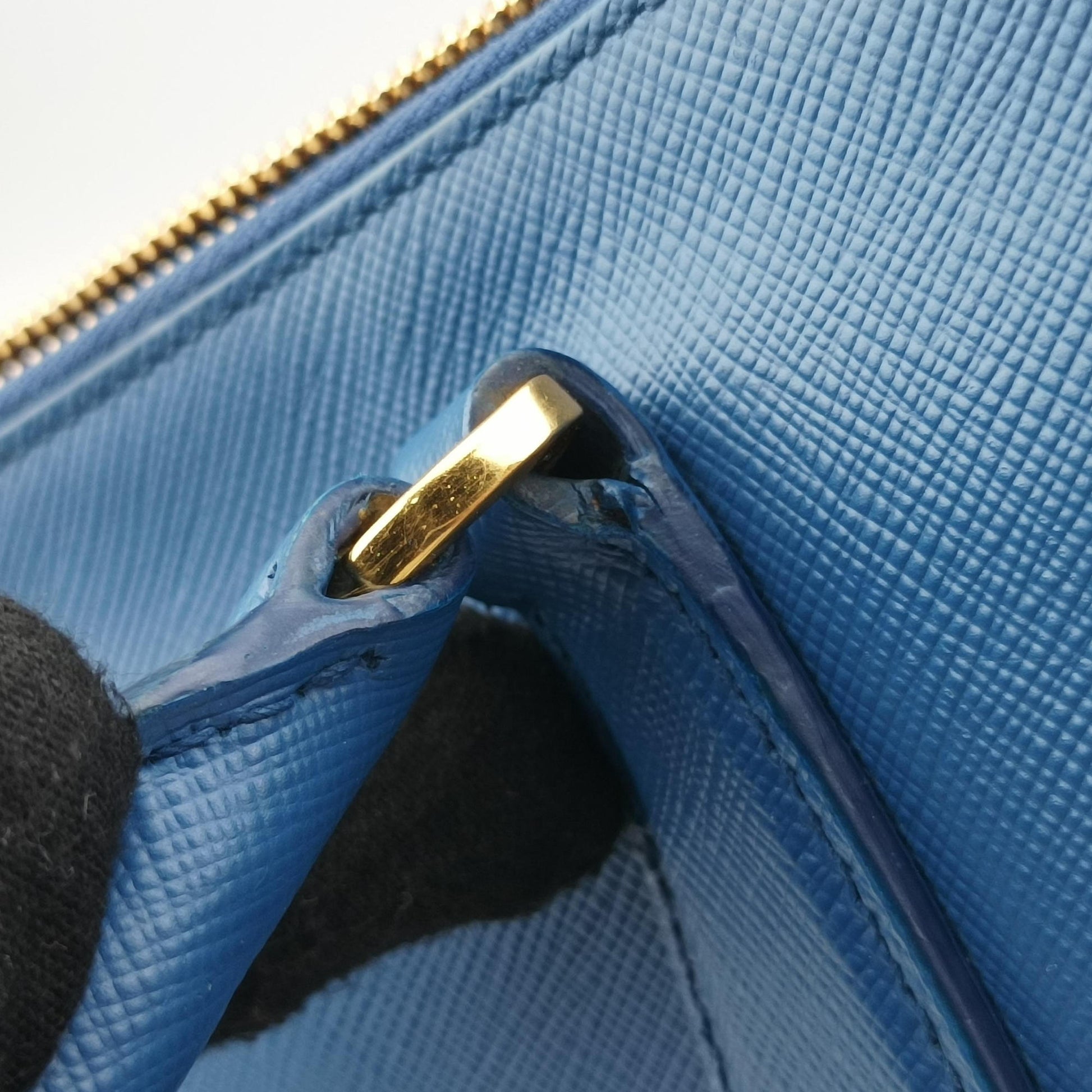 Pre-owned Prada Galleria Blue SAFFIANO Leather BN1801 shoulderbag | stylenewstar