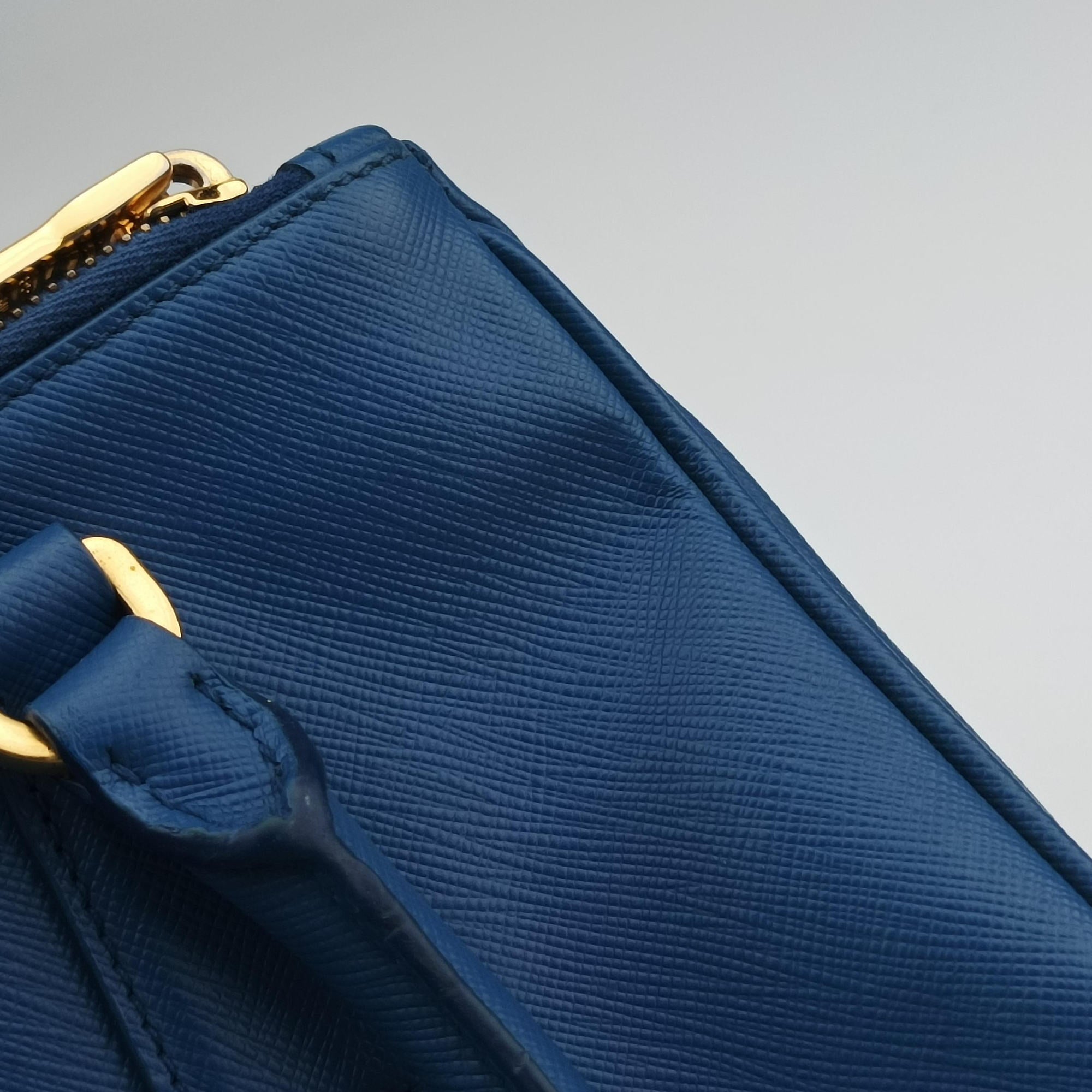 Pre-owned Prada Galleria Blue SAFFIANO Leather BN1801 shoulderbag | stylenewstar