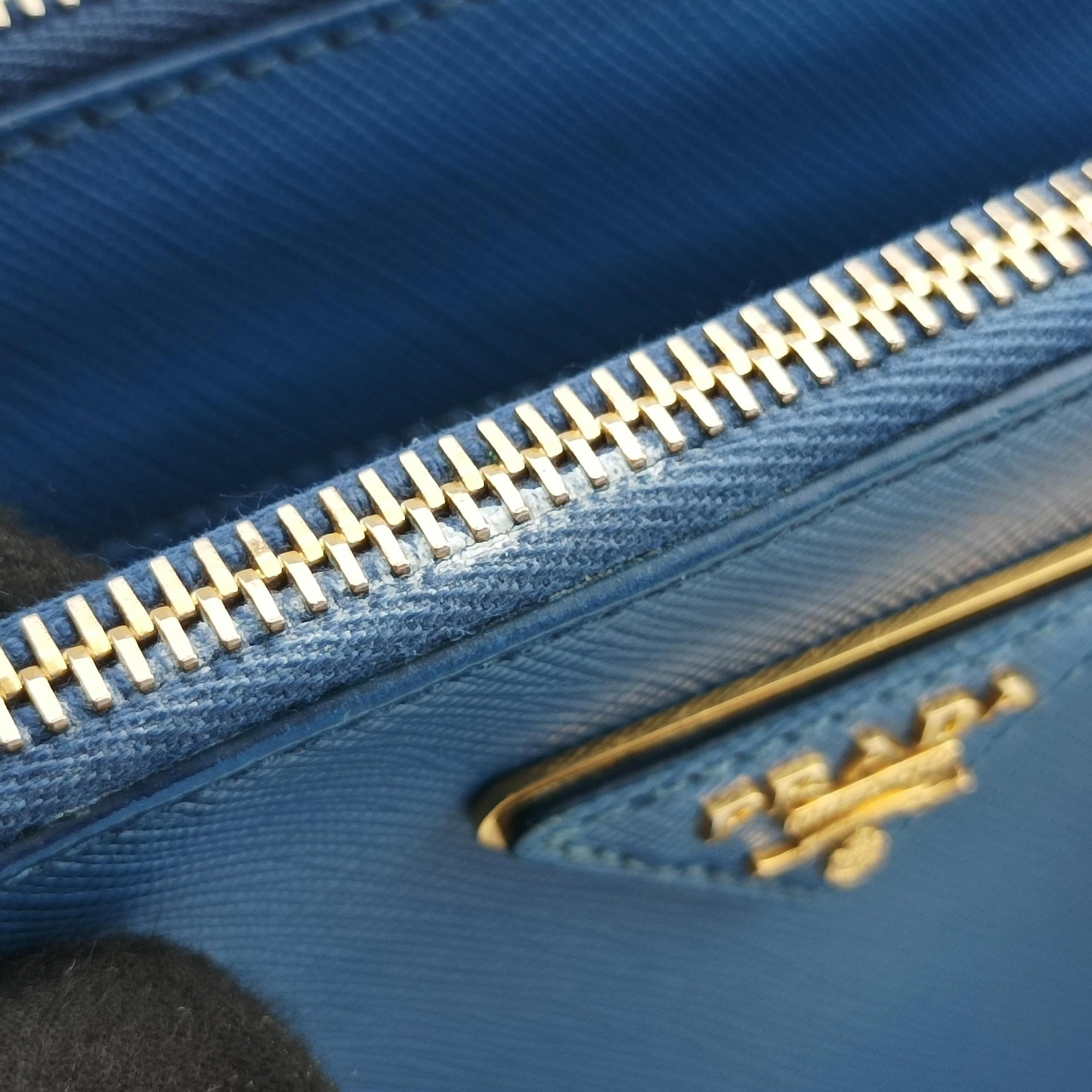 Pre-owned Prada Galleria Blue SAFFIANO Leather BN1801 shoulderbag | stylenewstar