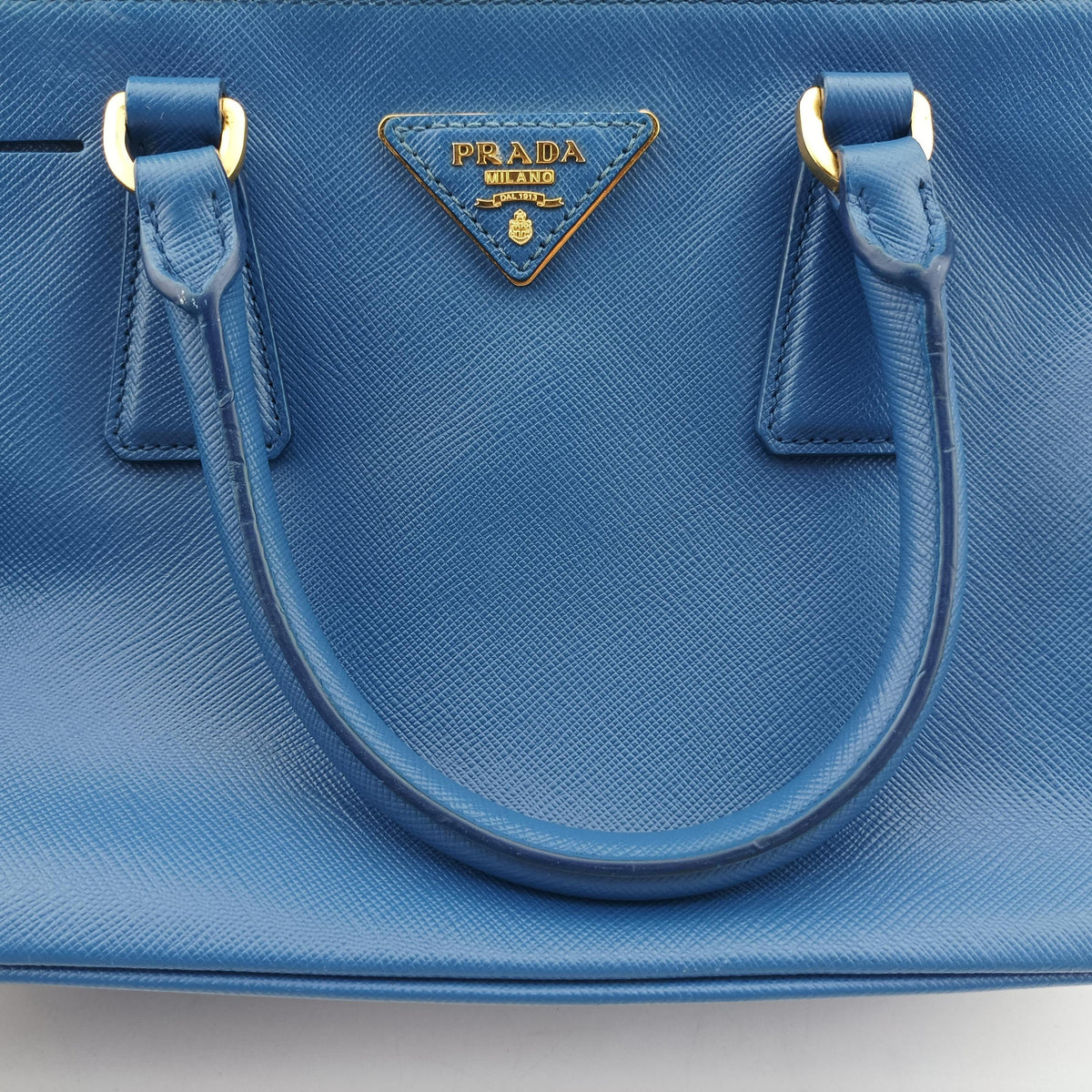 Pre-owned Prada Galleria Blue SAFFIANO Leather BN1801 shoulderbag | stylenewstar