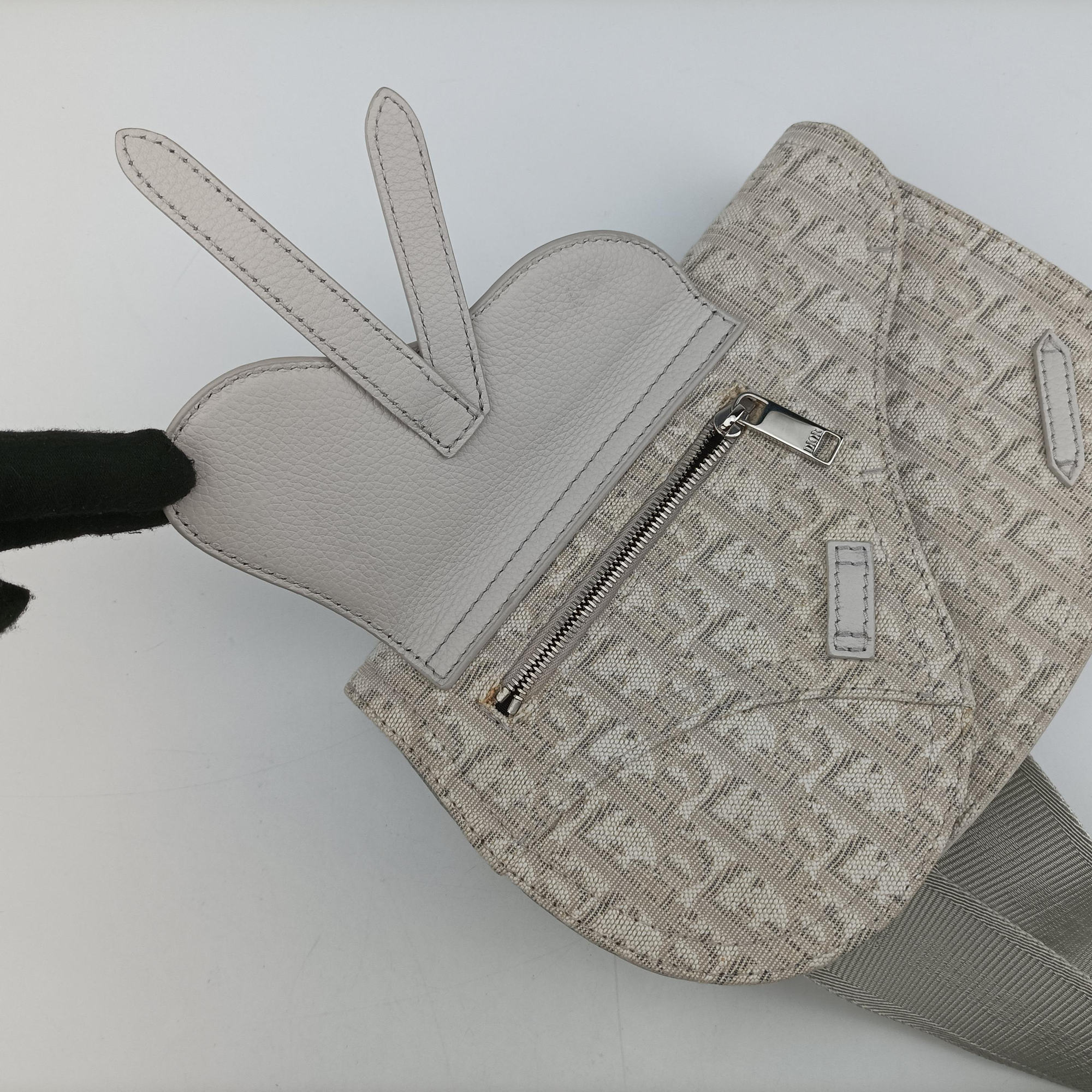 Saddle White Jacquard × Leather 07-BO-0242  IC Chipサドルバッグ ホワイト ジャガード×レザー 07-BO-0242  ICチップ