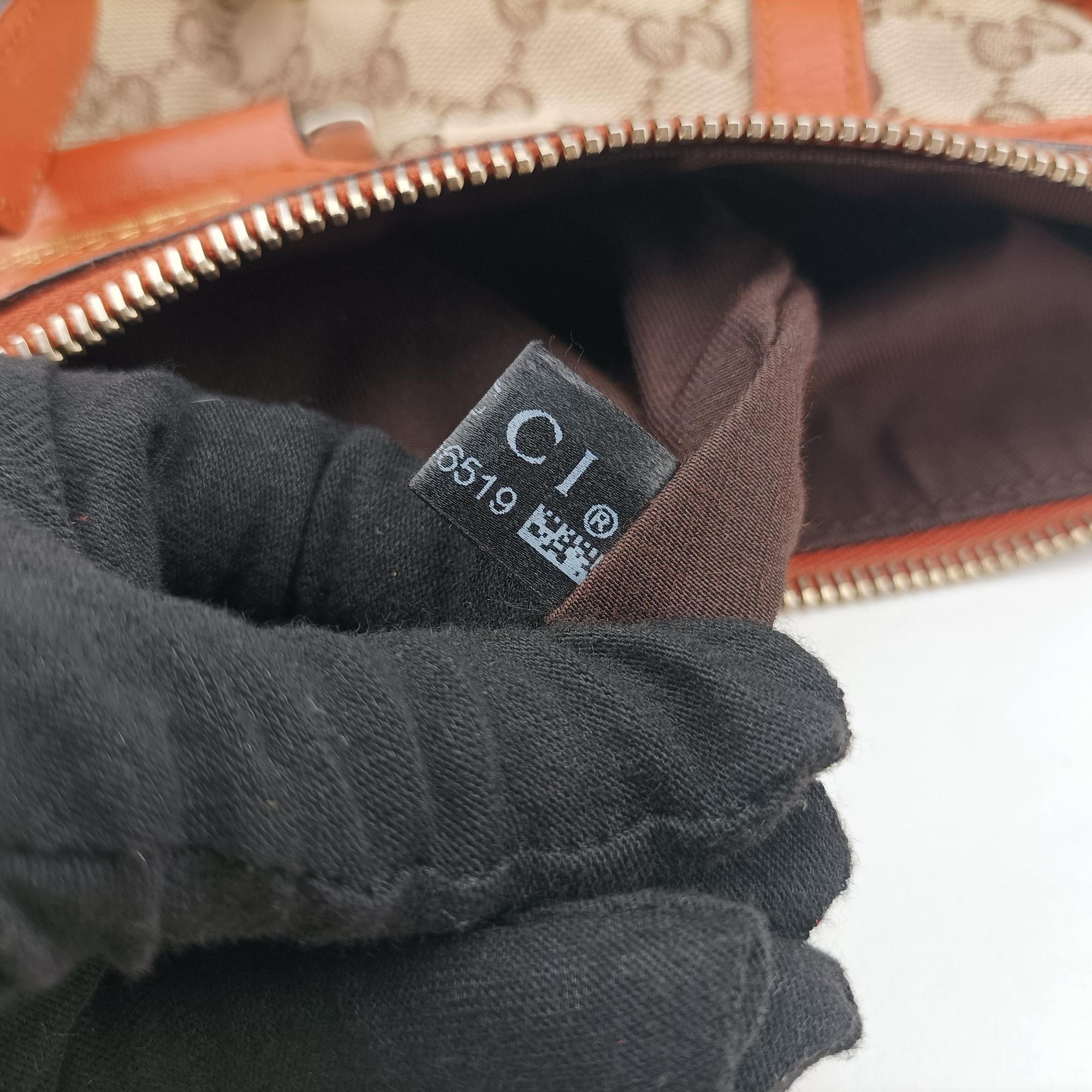 Abbey line Orange×Brown canvas×leather 203257 C5306519アビーライン オレンジ×ブラウン キャンバス×レザー 203257 C5306519