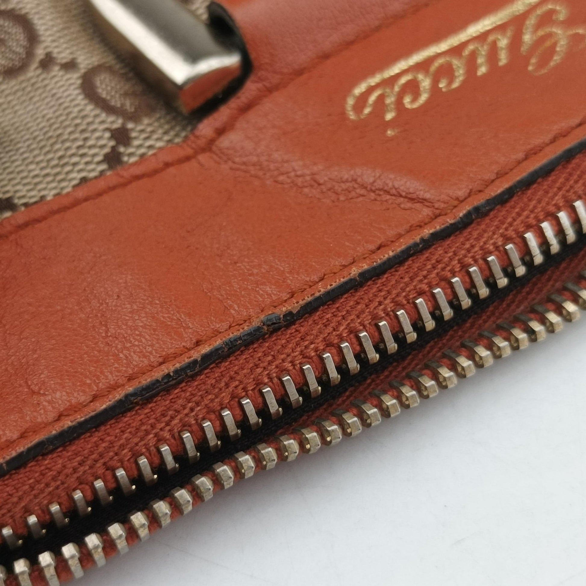 Abbey line Orange×Brown canvas×leather 203257 C5306519アビーライン オレンジ×ブラウン キャンバス×レザー 203257 C5306519