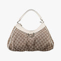 Abbey D-ring Hobo Beige×White canvas×leather 189833 E0248714アビー Dリング ホーボー ベージュ×ホワイト キャンバス×レザー 189833 E0248714
