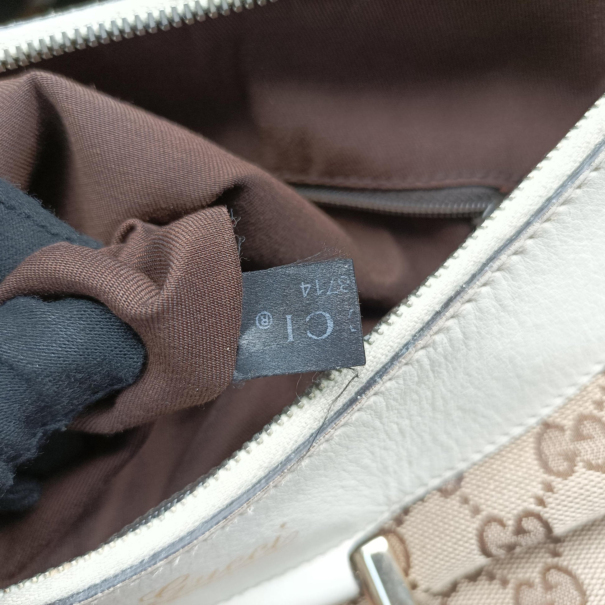 Abbey D-ring Hobo Beige×White canvas×leather 189833 E0248714アビー Dリング ホーボー ベージュ×ホワイト キャンバス×レザー 189833 E0248714