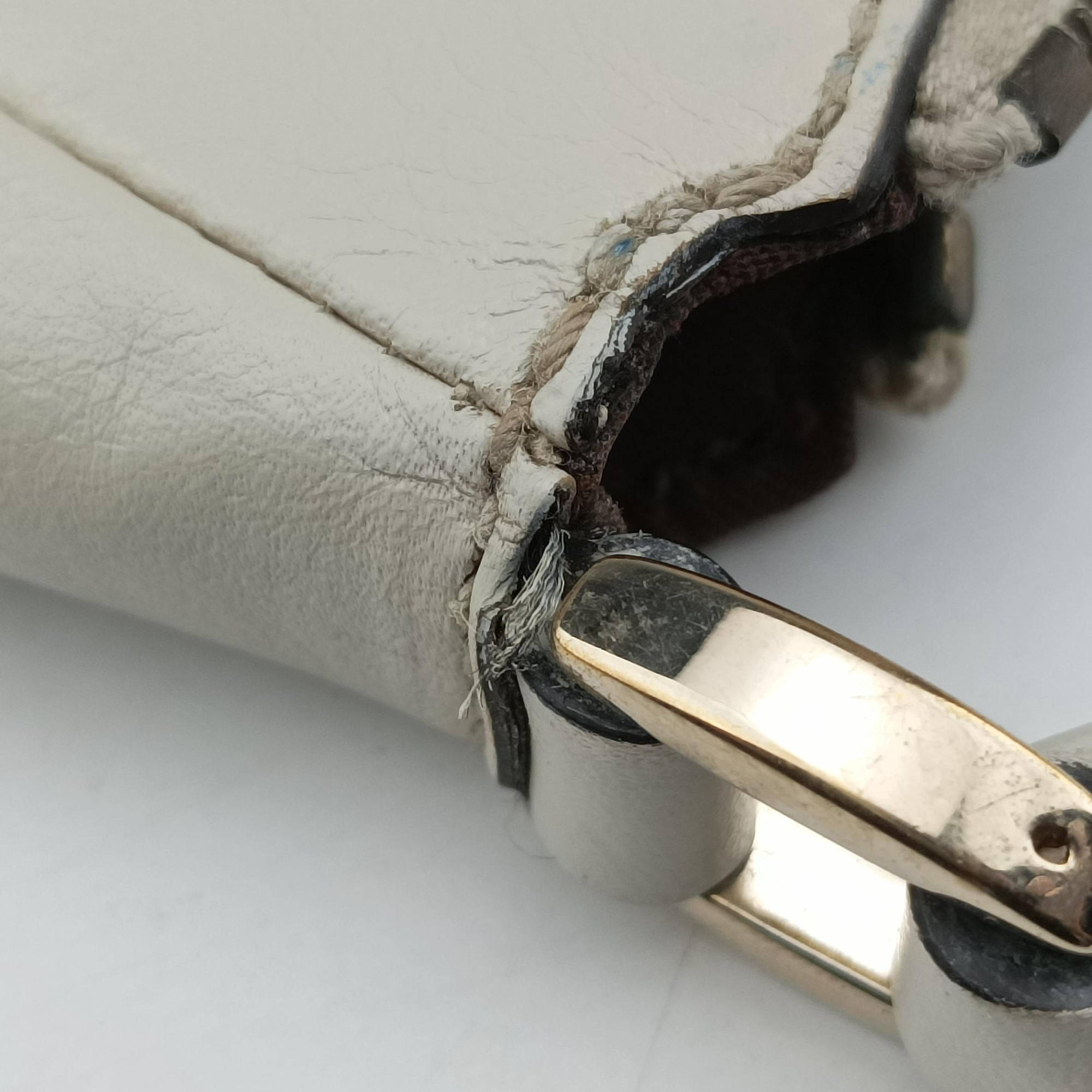 Abbey D-ring Hobo Beige×White canvas×leather 189833 E0248714アビー Dリング ホーボー ベージュ×ホワイト キャンバス×レザー 189833 E0248714