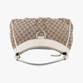 Abbey D-ring Hobo Beige×White canvas×leather 189833 E0248714アビー Dリング ホーボー ベージュ×ホワイト キャンバス×レザー 189833 E0248714