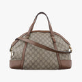 GG Supreme Medium Nice Dome Beige×Brown PVC coated canvas × leather 309614 C013356054GGスプリーム ミディアム ナイス ドーム ベージュ×ブラウン PVCコーティングキャンバス×レザー 309614 C013356054