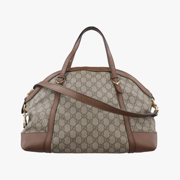 GG Supreme Medium Nice Dome Beige×Brown PVC coated canvas × leather 309614 C013356054GGスプリーム ミディアム ナイス ドーム ベージュ×ブラウン PVCコーティングキャンバス×レザー 309614 C013356054