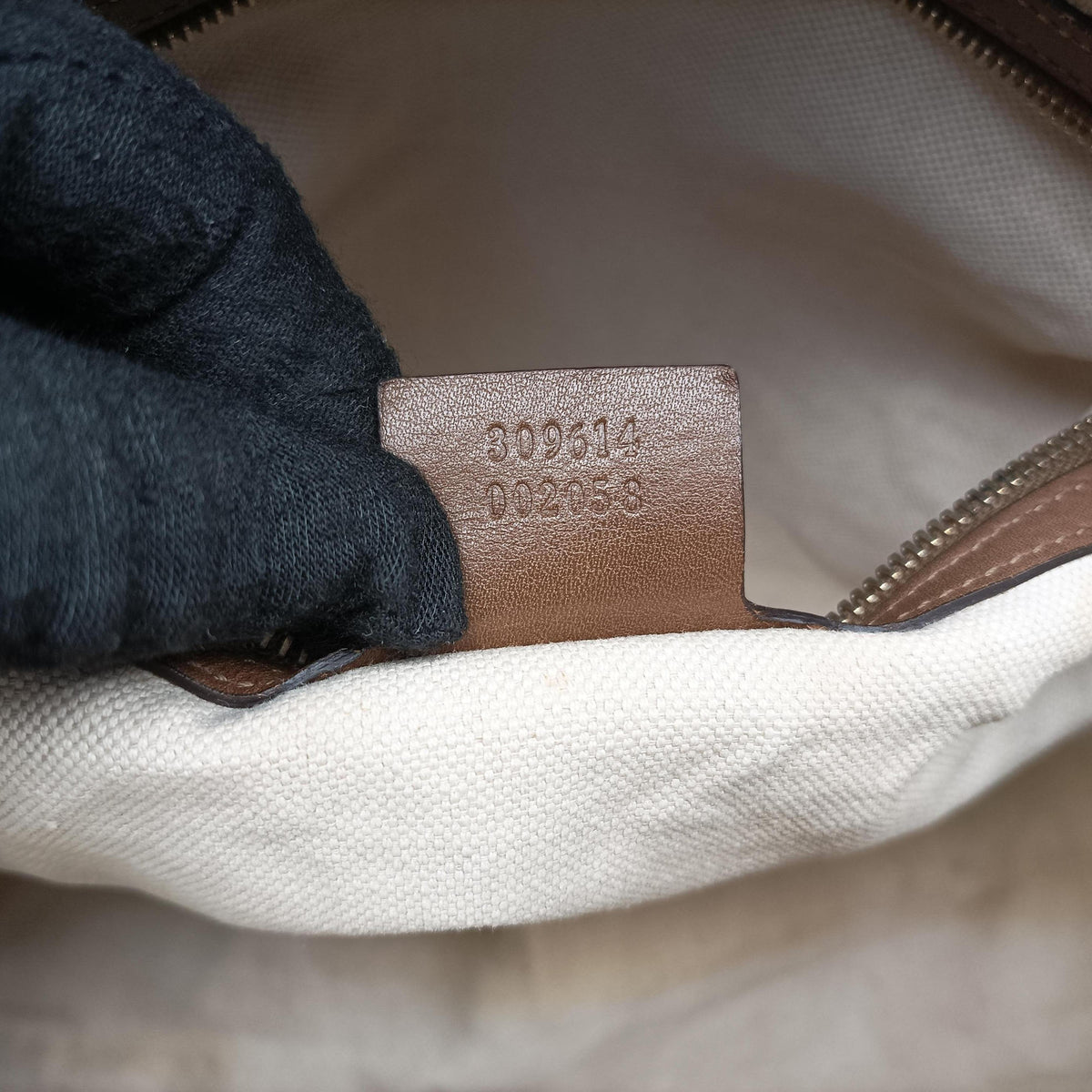 GG Supreme Medium Nice Dome Beige×Brown PVC coated canvas × leather 309614 C013356054GGスプリーム ミディアム ナイス ドーム ベージュ×ブラウン PVCコーティングキャンバス×レザー 309614 C013356054